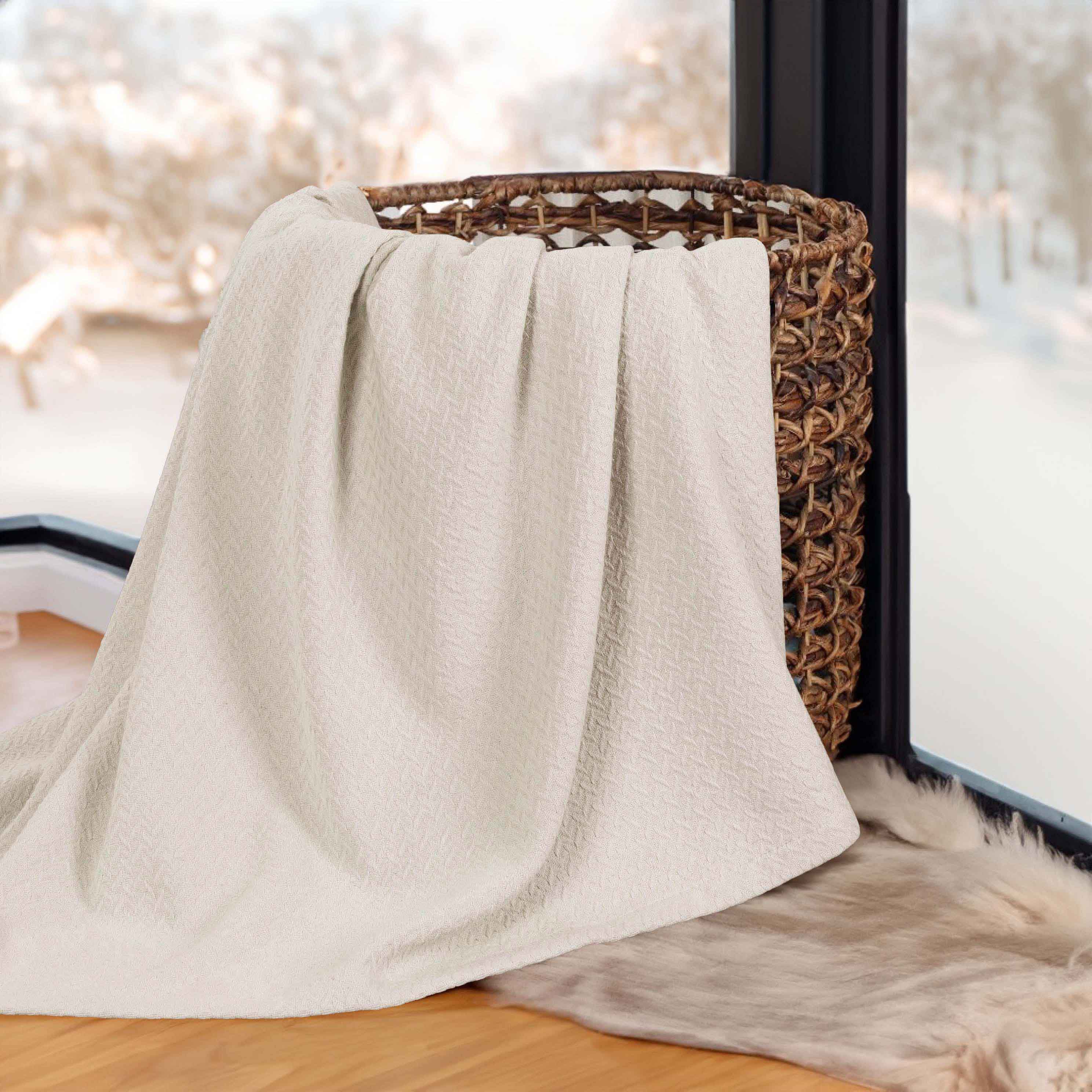 Nobel Cotton Textured Chevron Lightweight Woven Blanket - Omnigoodsstore