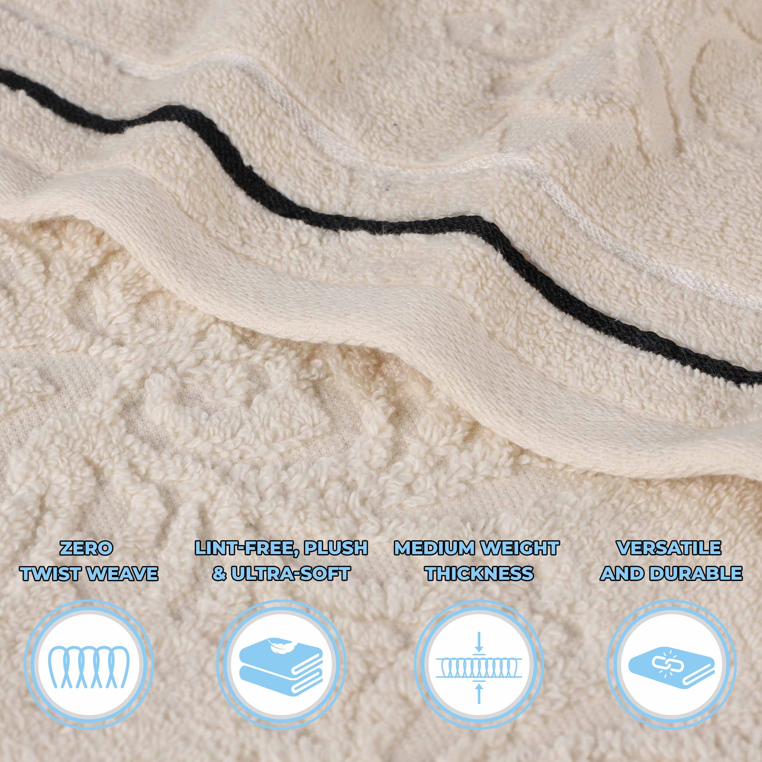 Sadie Zero Twist Cotton Solid and Jacquard Floral Hand Towel Set of 6 - Omnigoodsstore