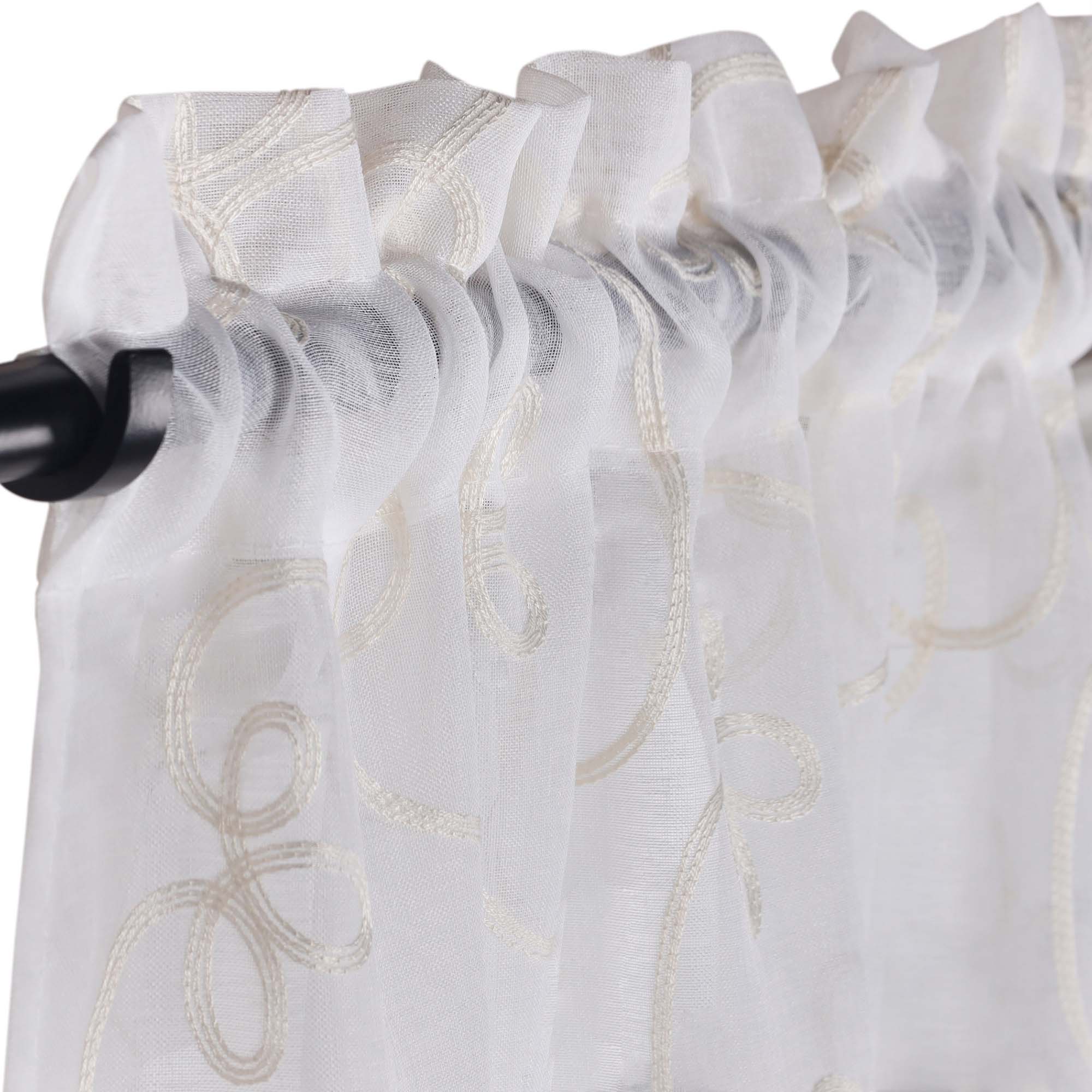 Embroidered Lightweight Sheer Floral Scroll Curtain Panel Set - Omnigoodsstore