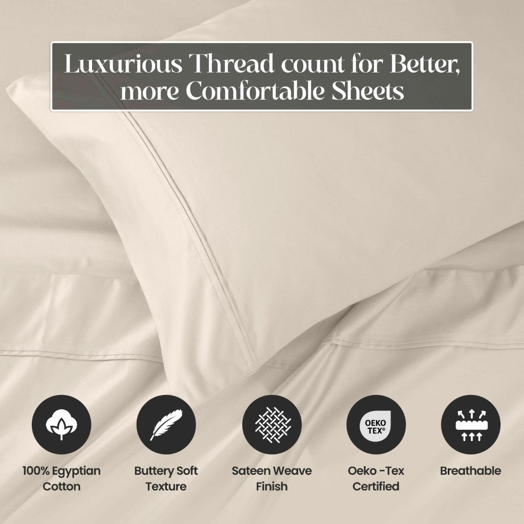 1200 Thread Count Egyptian Cotton Deep Pocket Sheet Set - Omnigoodsstore