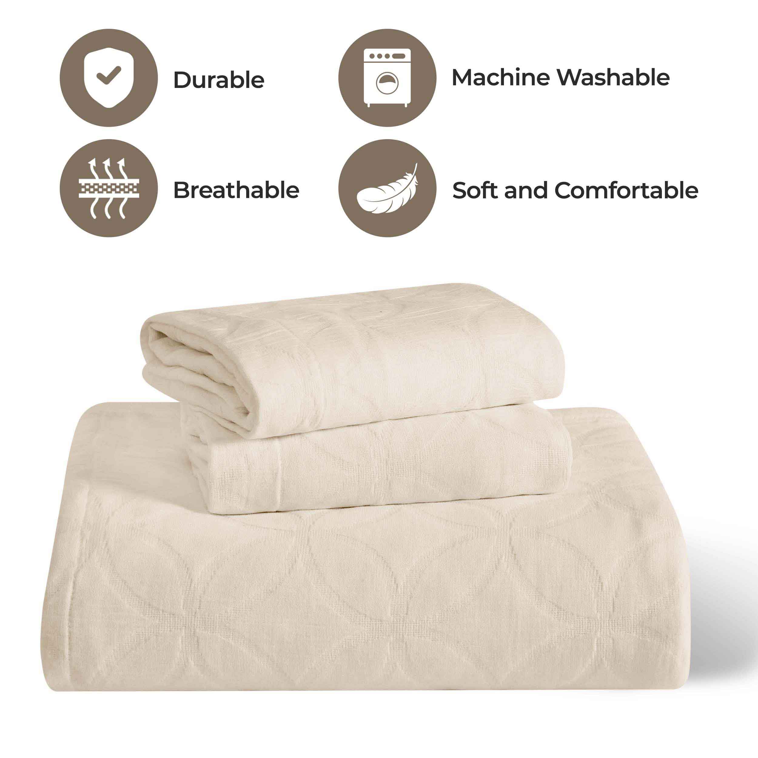 Serenity Cotton Matelasse Celtic Circle Airy Bedspread Set - Omnigoodsstore