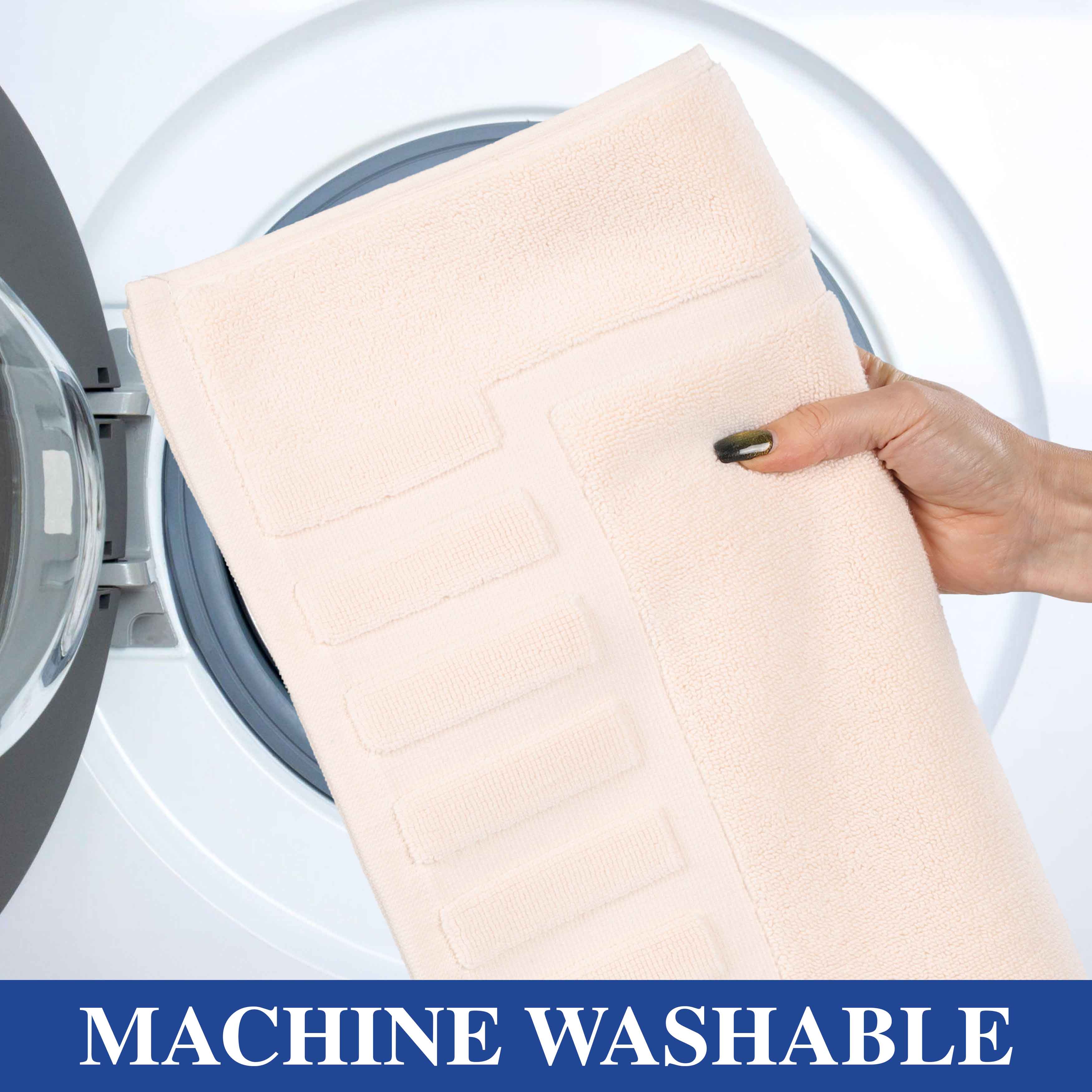 Leo Cotton Solid Modern Geometric Border Absorbent Bath Mat, Set of 2 - Omnigoodsstore