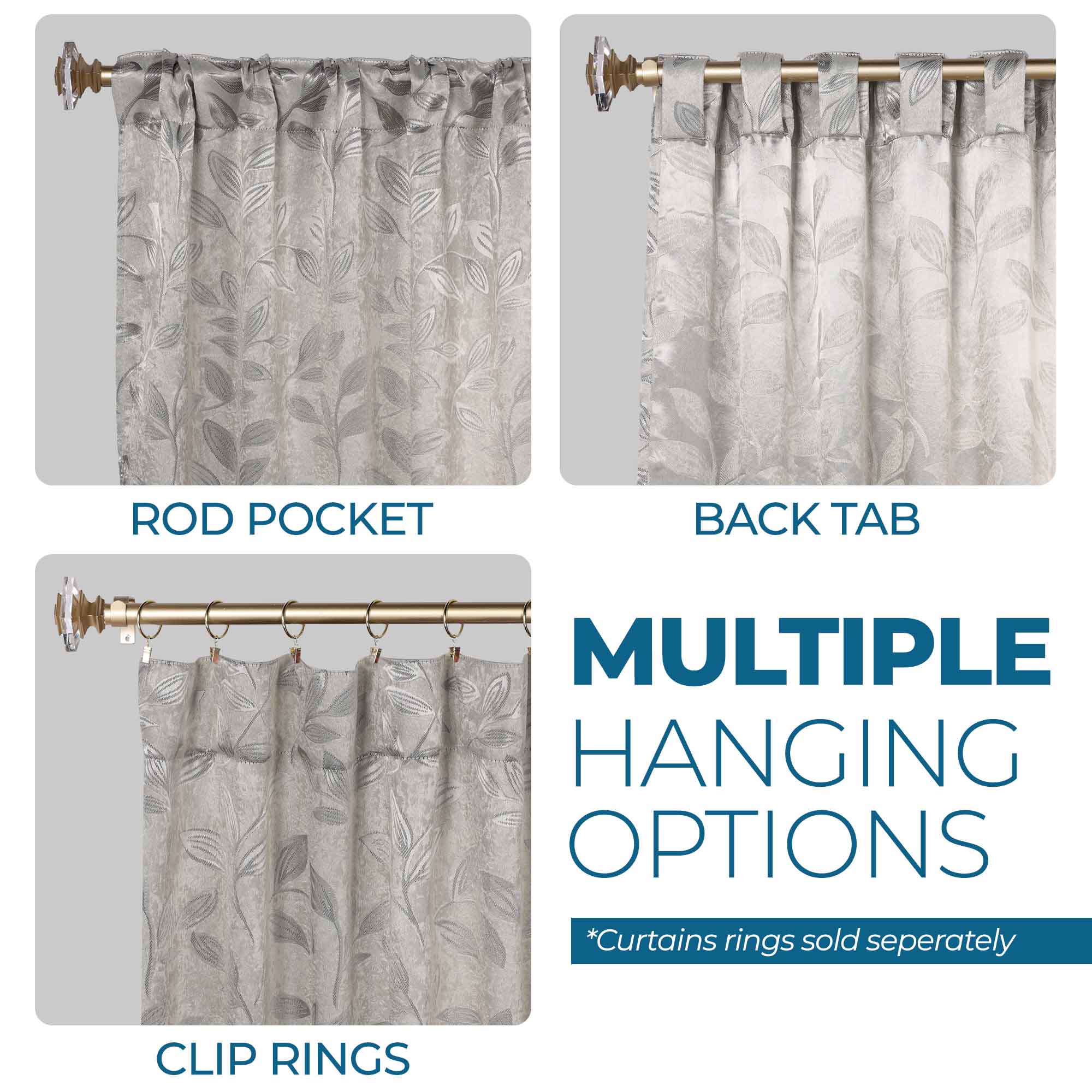 Superior Leaves Room Darkening Back Tab Blackout Curtains Panel Set - Omnigoodsstore