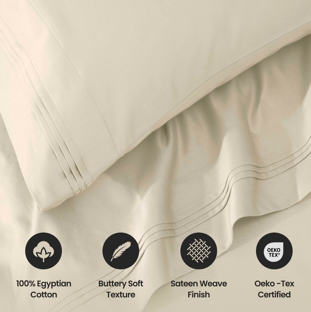 1000 Thread Count Egyptian Cotton Bed Sheet Set Olympic Queen - Omnigoodsstore