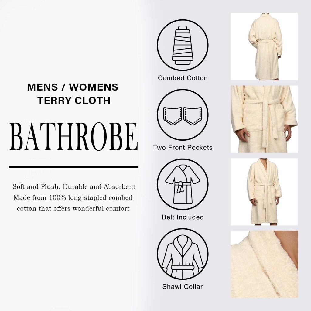 Cotton Ultra Soft Terry Adult Unisex Lightweight Luxury Bathrobe - Omnigoodsstore