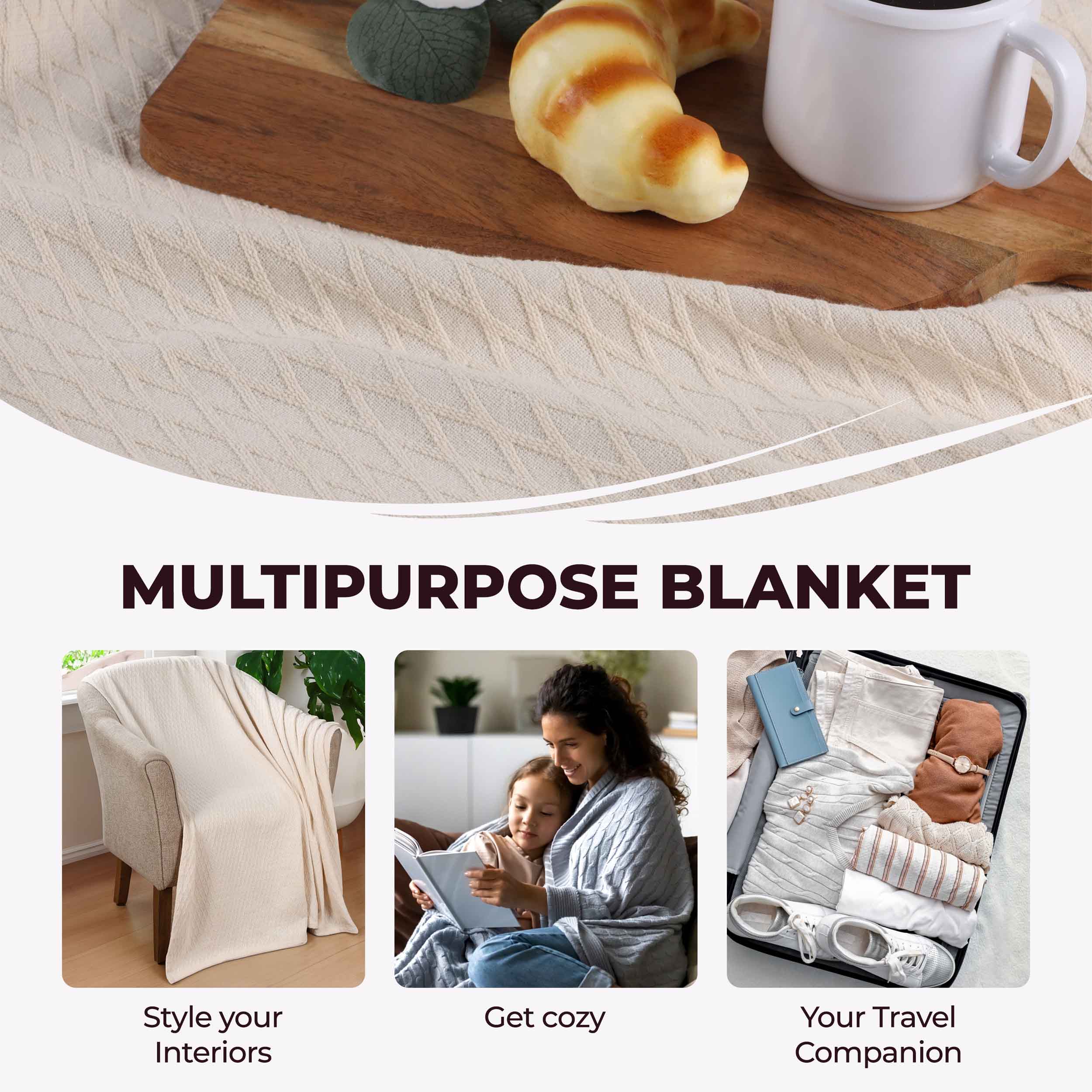 Cotton All Season Diamond Bed Blanket & Sofa Throw - Omnigoodsstore