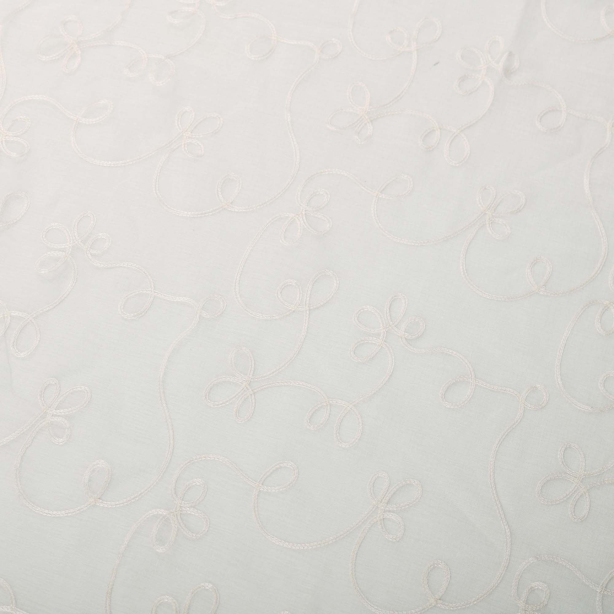 Embroidered Lightweight Sheer Floral Scroll Curtain Panel Set - Omnigoodsstore