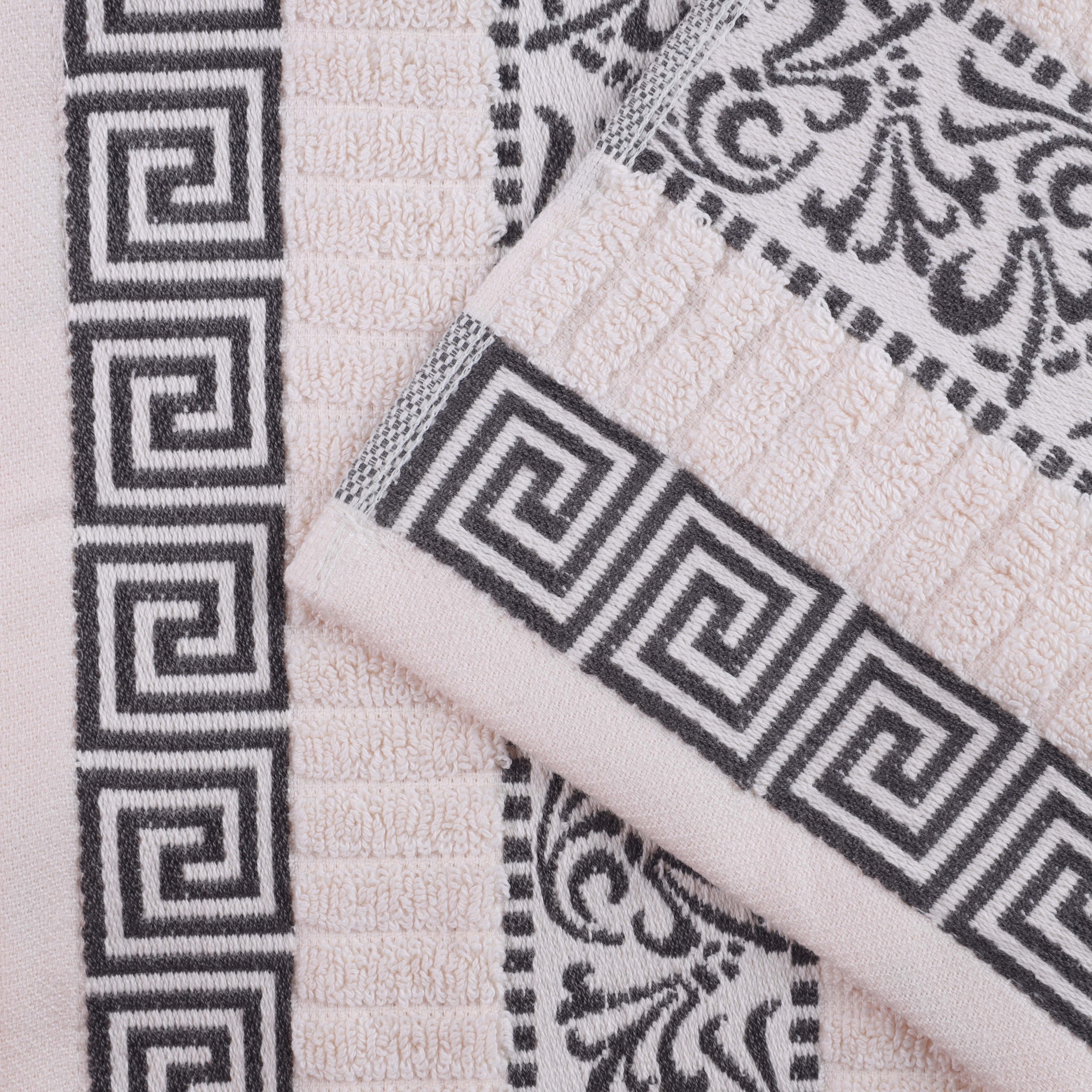 Athens Cotton Greek Scroll and Floral 6-Piece Assorted Towel Set - Omnigoodsstore