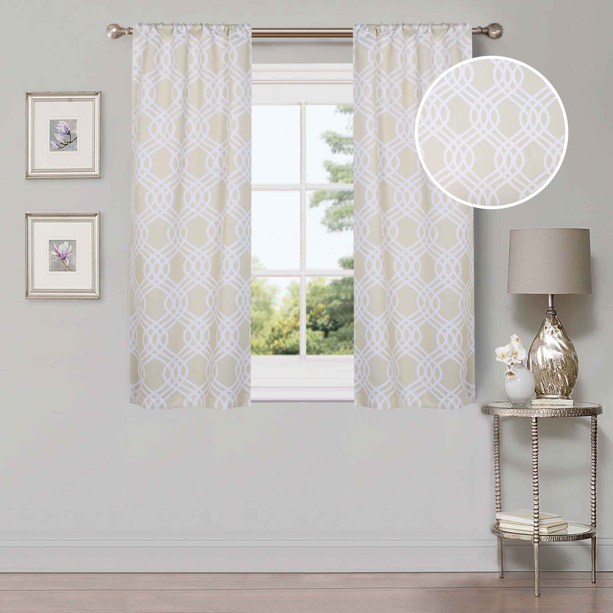 Ribbon Trellis Washable Room Darkening Blackout Curtain Panel Set - Omnigoodsstore
