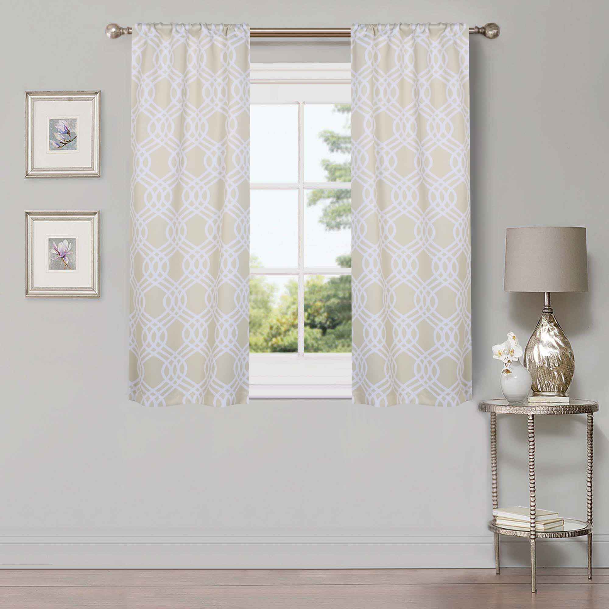 Ribbon Trellis Washable Room Darkening Blackout Curtain Panel Set - Omnigoodsstore