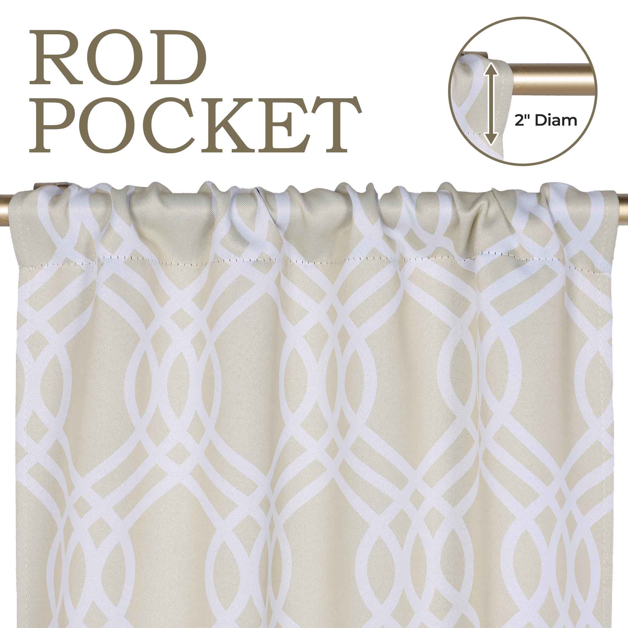 Ribbon Trellis Washable Room Darkening Blackout Curtain Panel Set - Omnigoodsstore