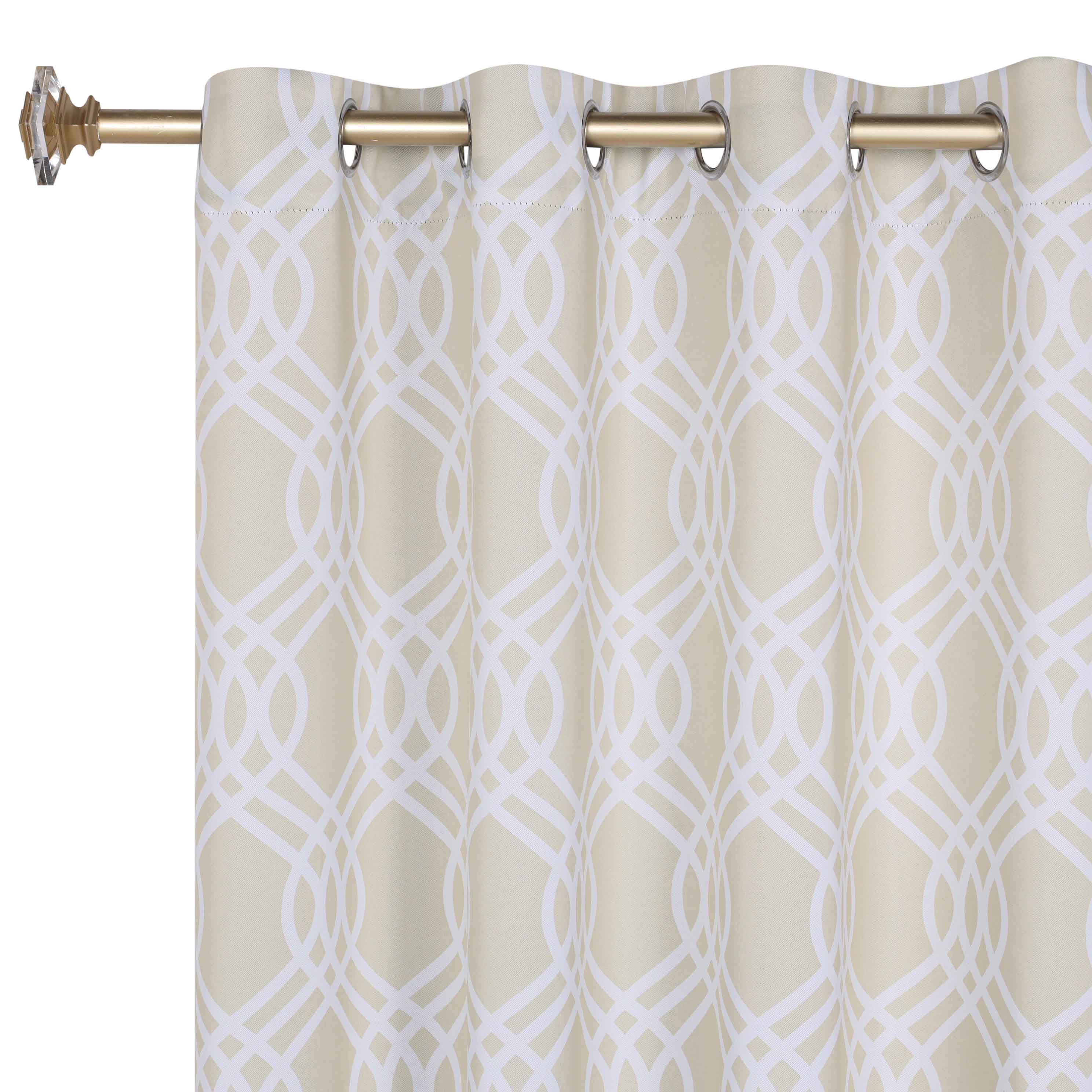 Ribbon Trellis Washable Room Darkening Blackout Curtain Panel Set - Omnigoodsstore