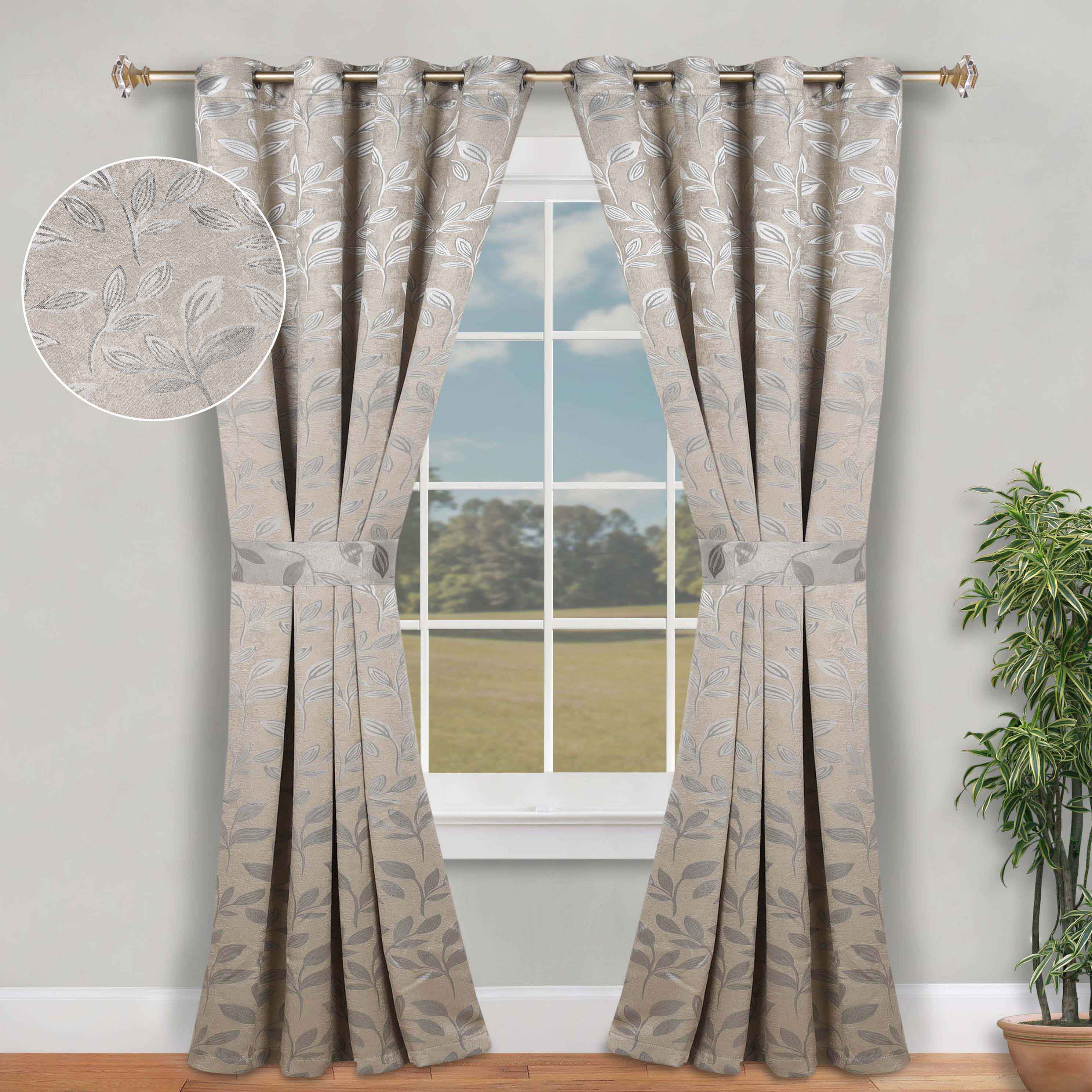 Leaves Machine Room Darkening Blackout Curtains, Set of 2 - Omnigoodsstore