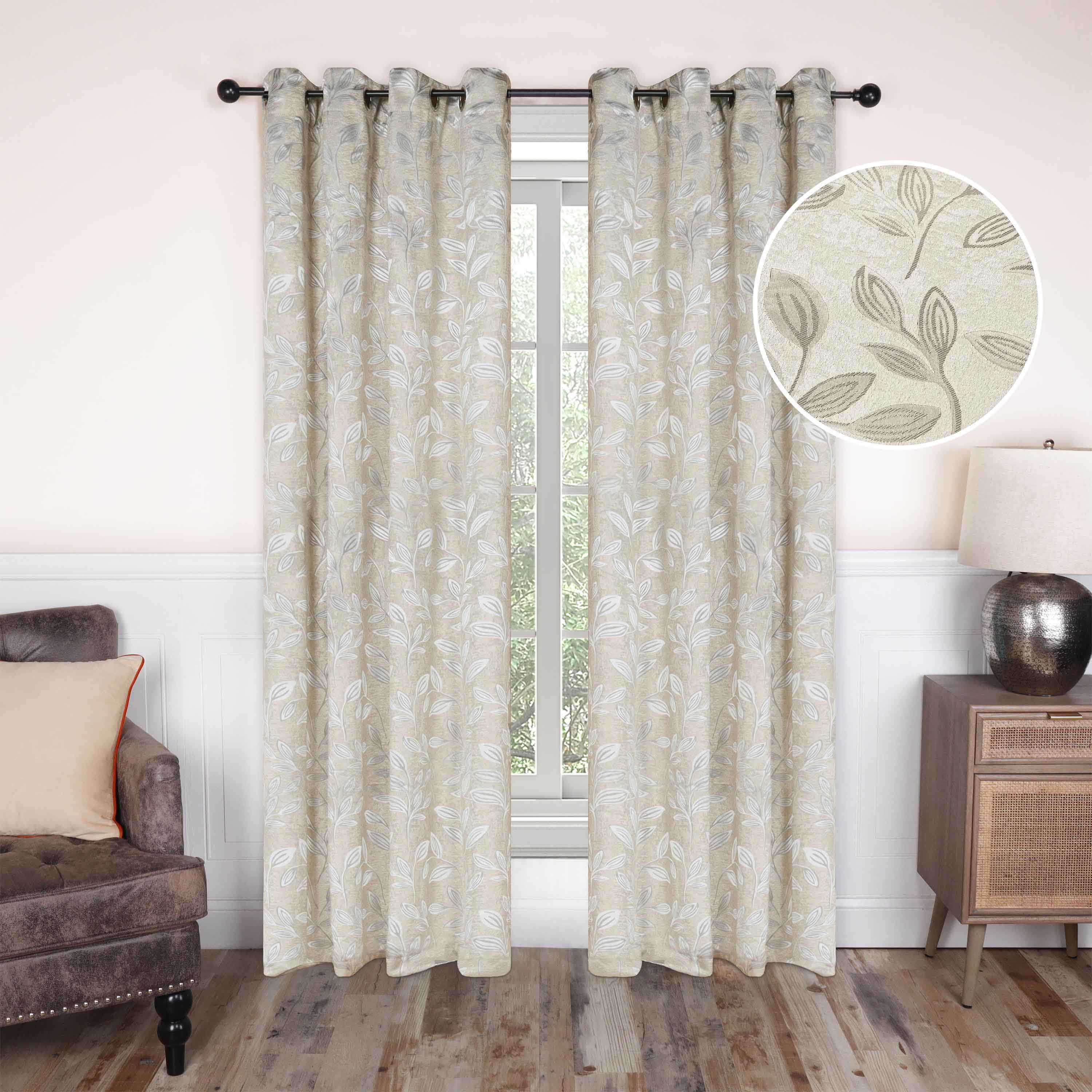 Leaves Machine Washable Room Darkening Blackout Curtains, Set of 2 - Omnigoodsstore