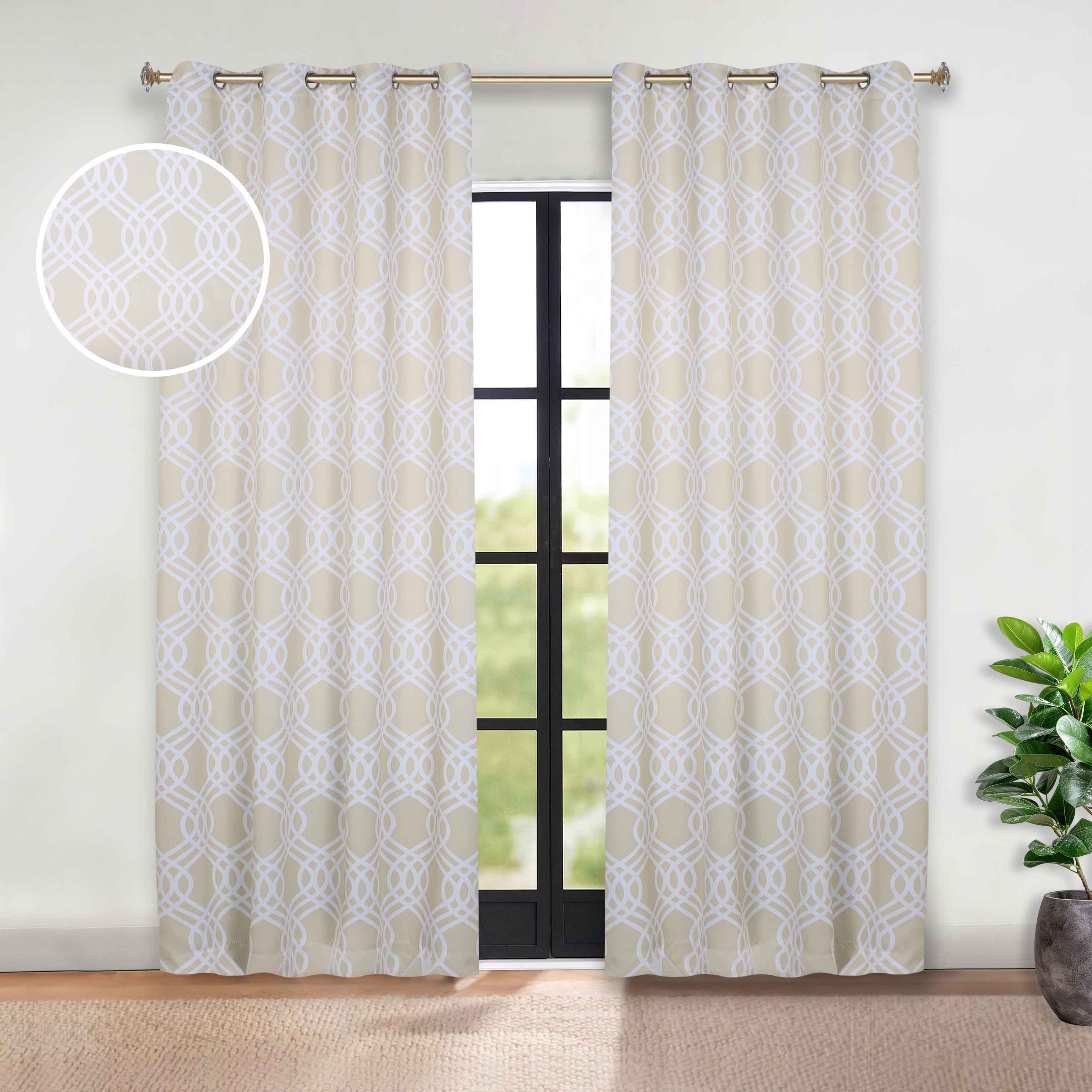 Ribbon Trellis Washable Room Darkening Blackout Curtain Panel Set - Omnigoodsstore