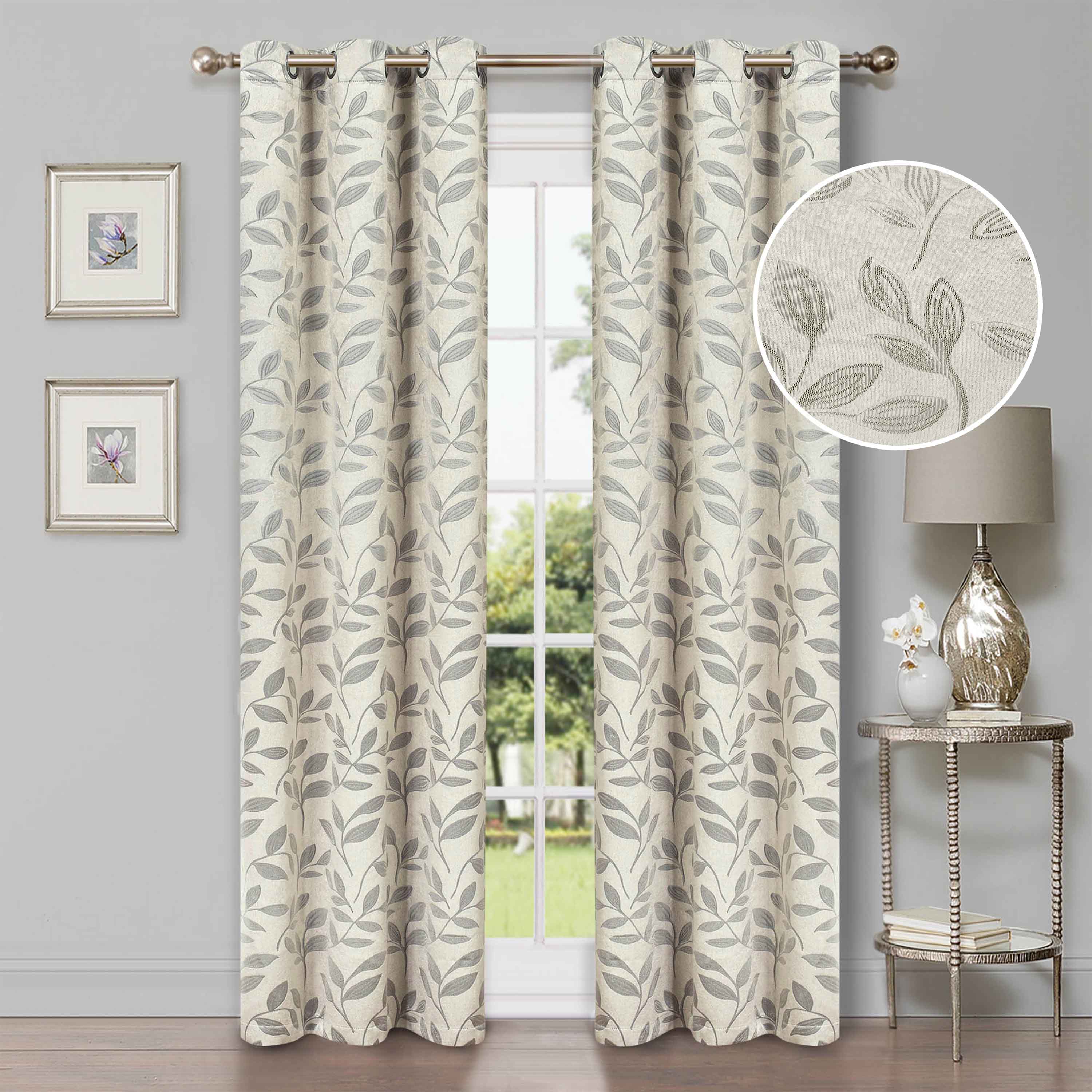 Leaves Machine Washable Room Darkening Blackout Curtains, Set of 2 - Omnigoodsstore