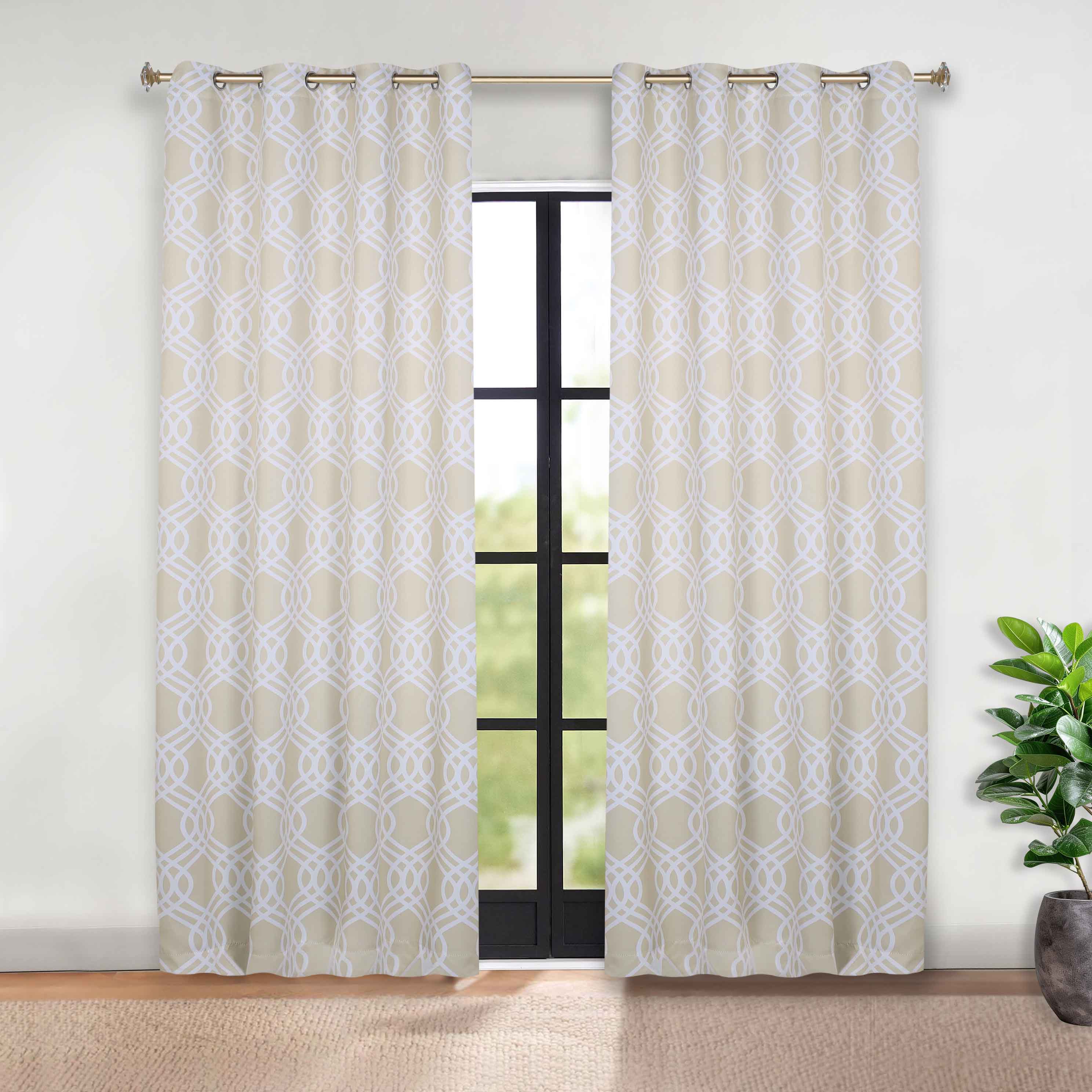 Ribbon Trellis Washable Room Darkening Blackout Curtain Panel Set - Omnigoodsstore