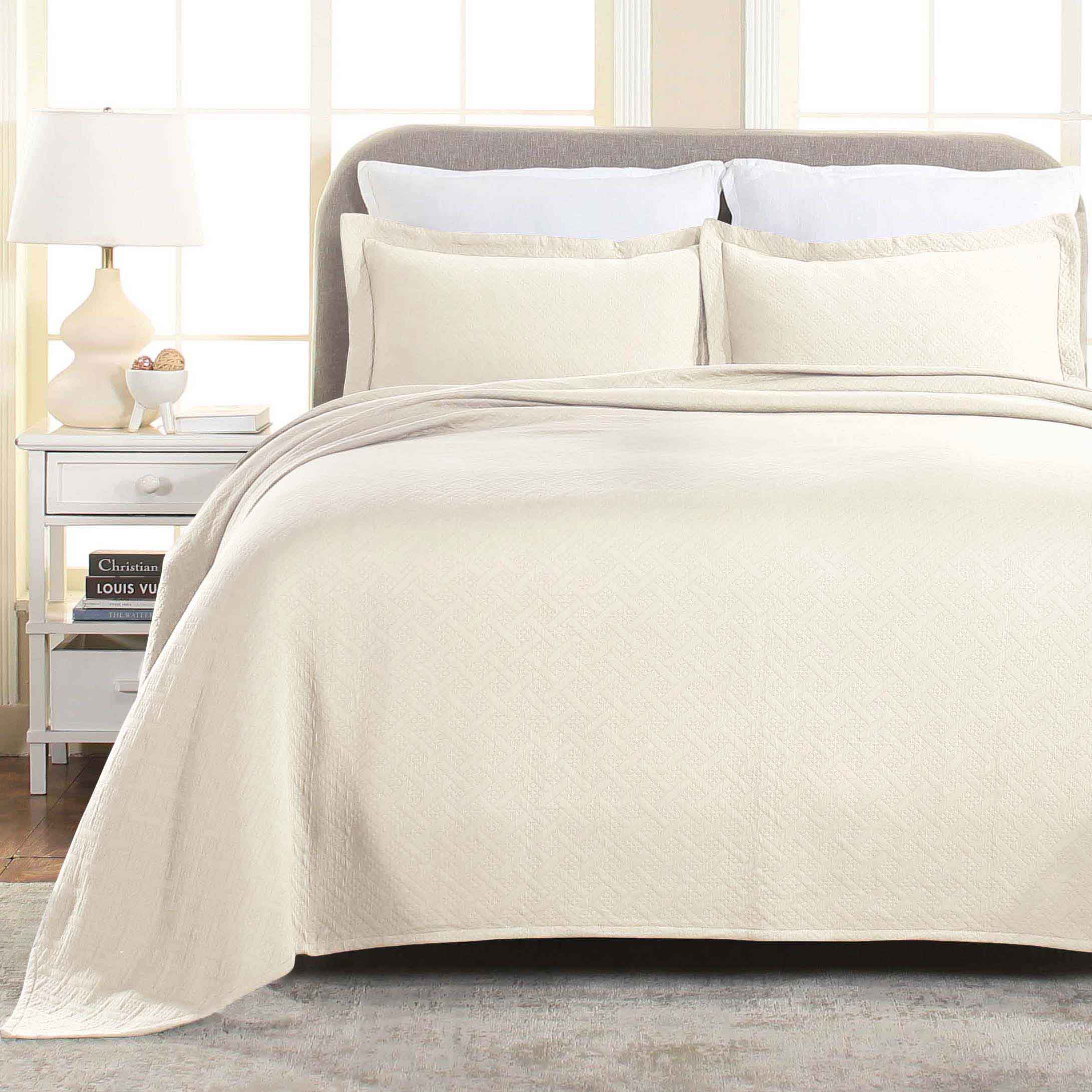 Basket Weave Matelasse Cotton Bedspread Set - Omnigoodsstore