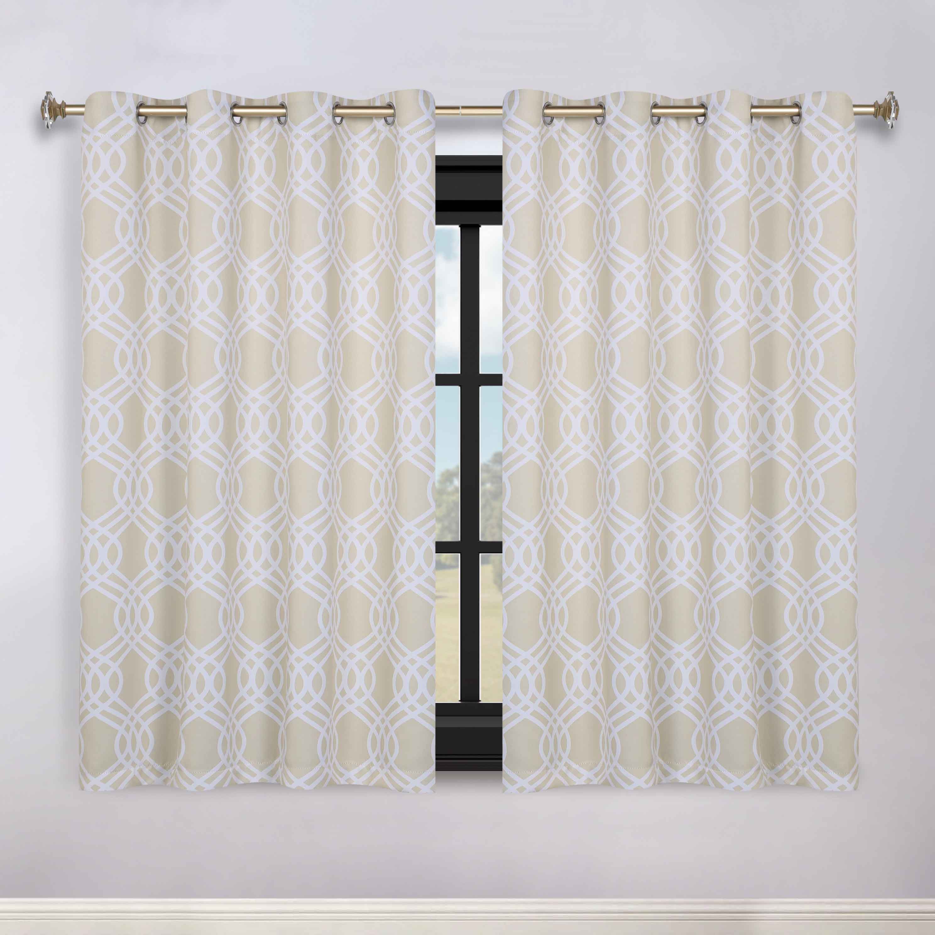 Ribbon Trellis Washable Room Darkening Blackout Curtain Panel Set - Omnigoodsstore