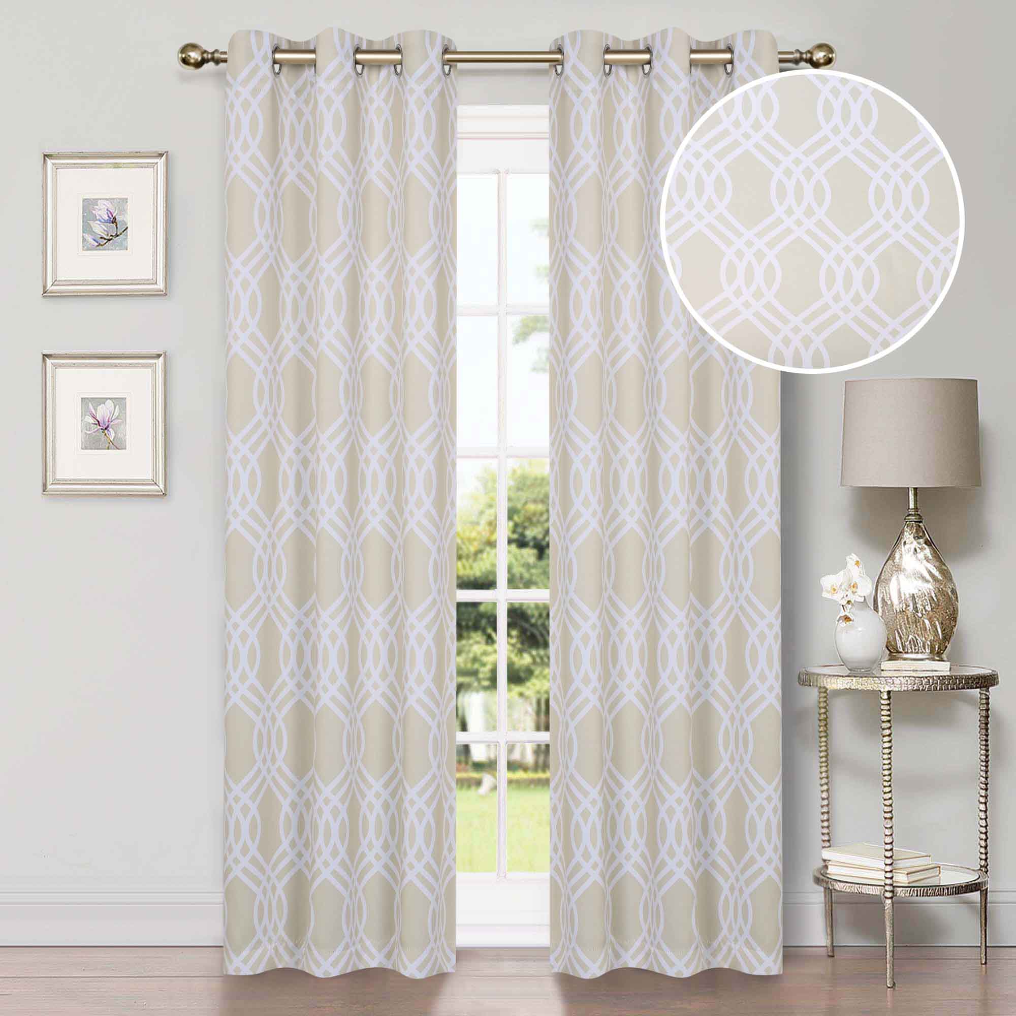 Ribbon Trellis Washable Room Darkening Blackout Curtain Panel Set - Omnigoodsstore