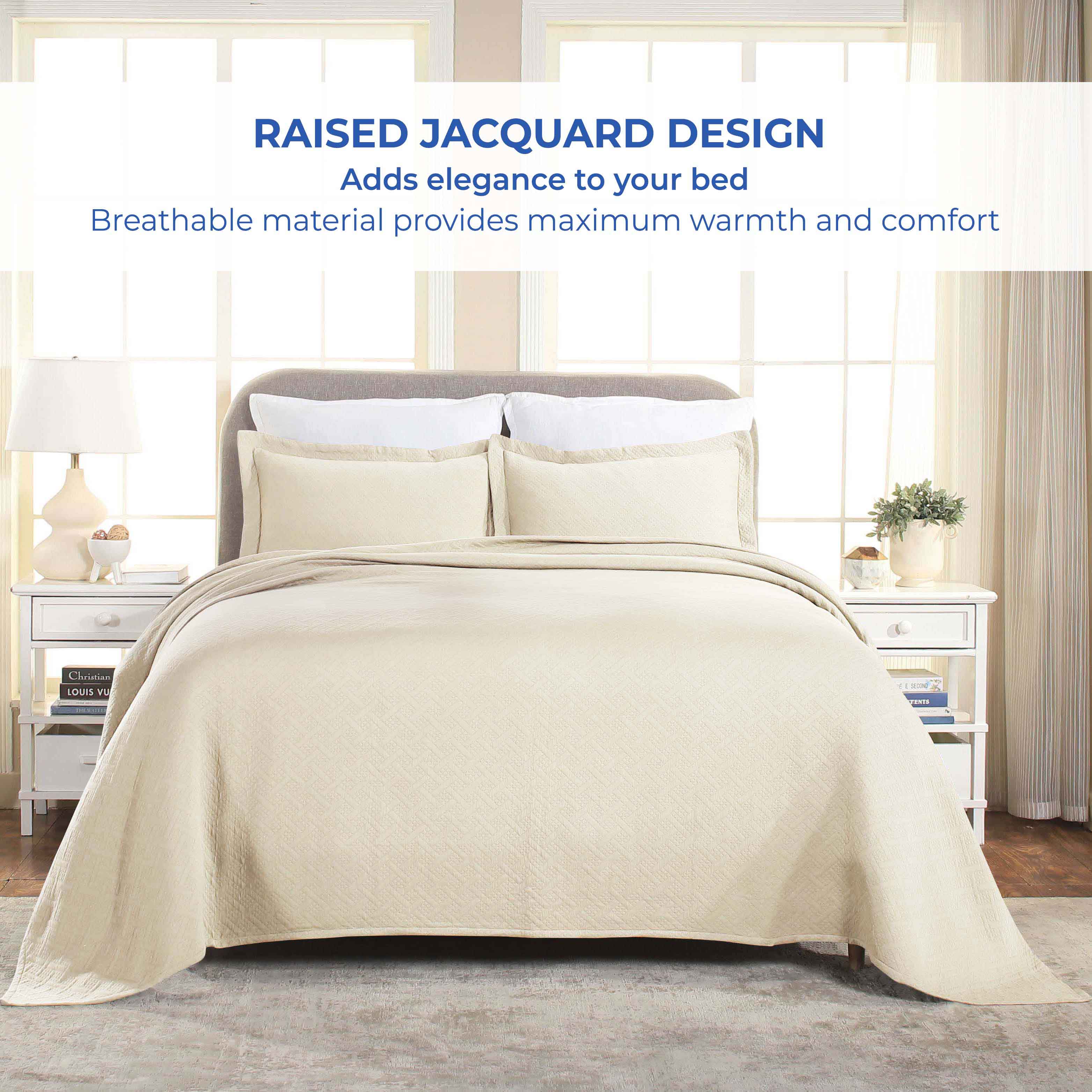 Basket Weave Matelasse Cotton Bedspread Set - Omnigoodsstore