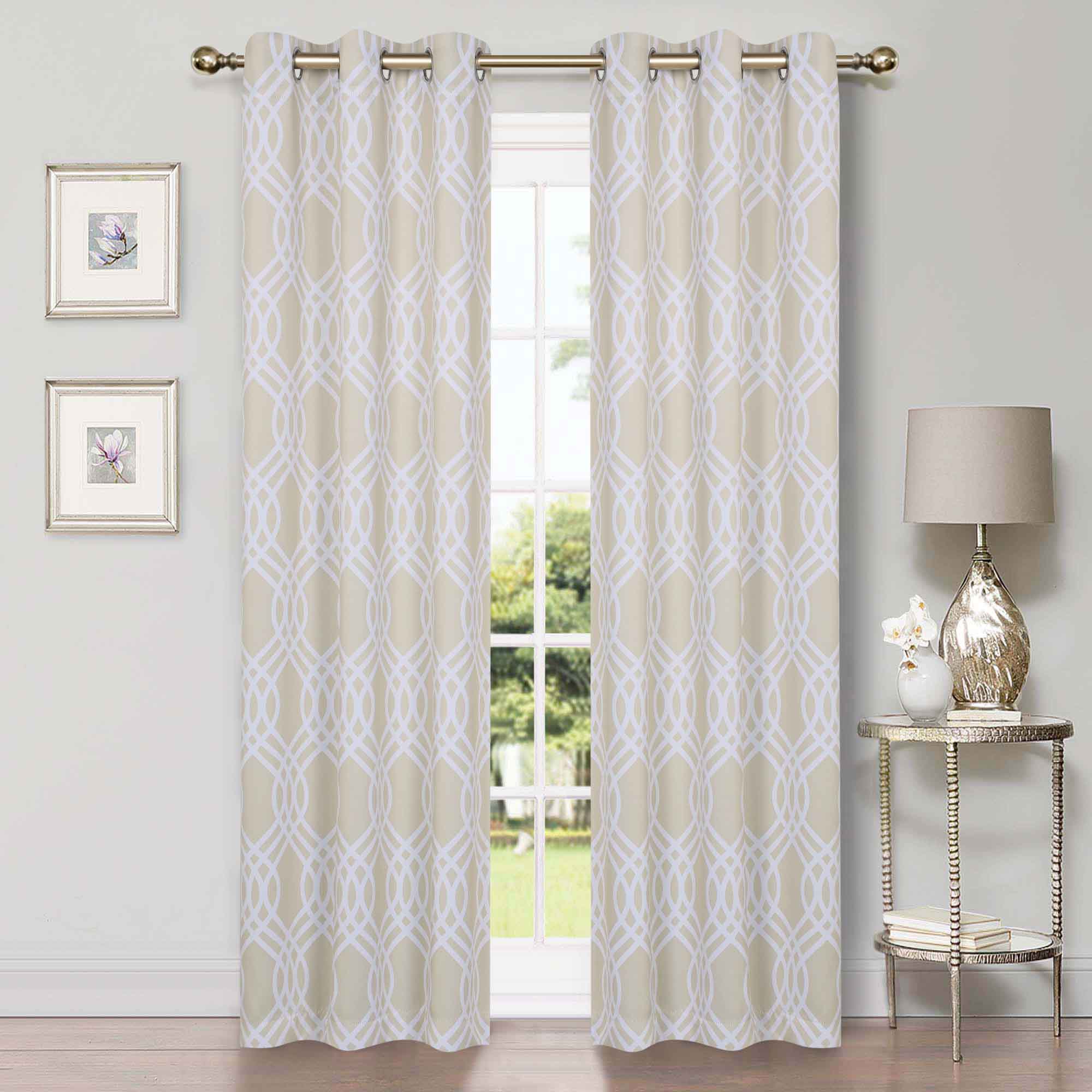 Ribbon Trellis Washable Room Darkening Blackout Curtain Panel Set - Omnigoodsstore