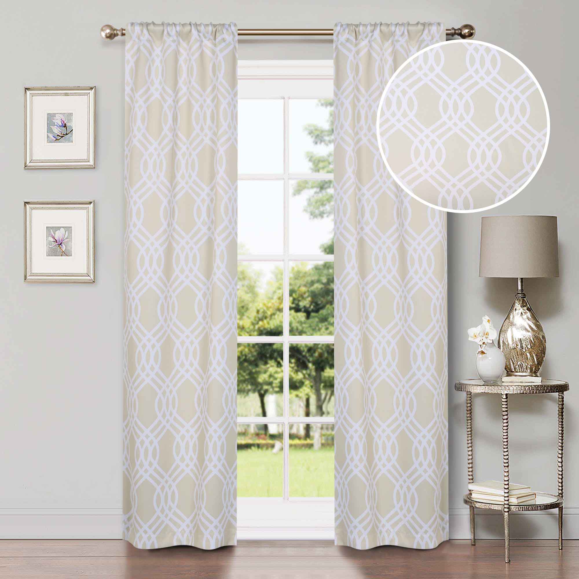Ribbon Trellis Washable Room Darkening Blackout Curtain Panel Set - Omnigoodsstore