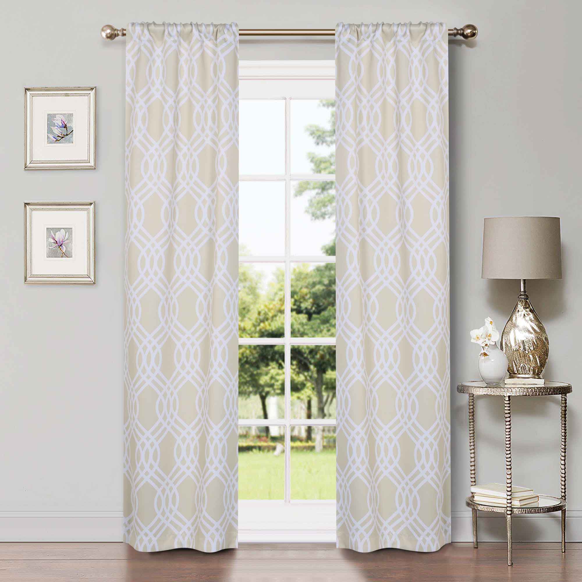 Ribbon Trellis Washable Room Darkening Blackout Curtain Panel Set - Omnigoodsstore