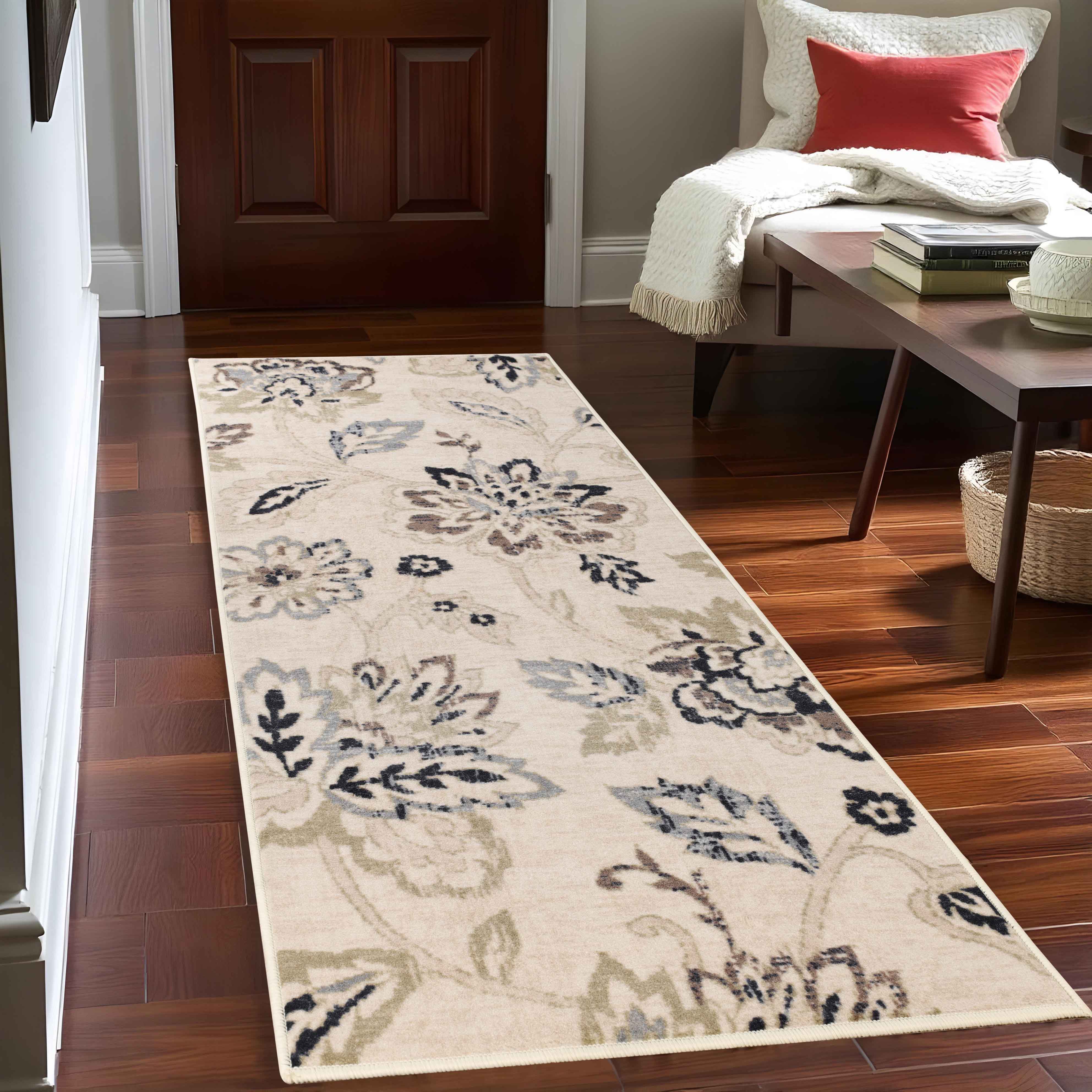 Jacobean Floral Modern Farmhouse Indoor Area Rugs or Runner Rug - Omnigoodsstore
