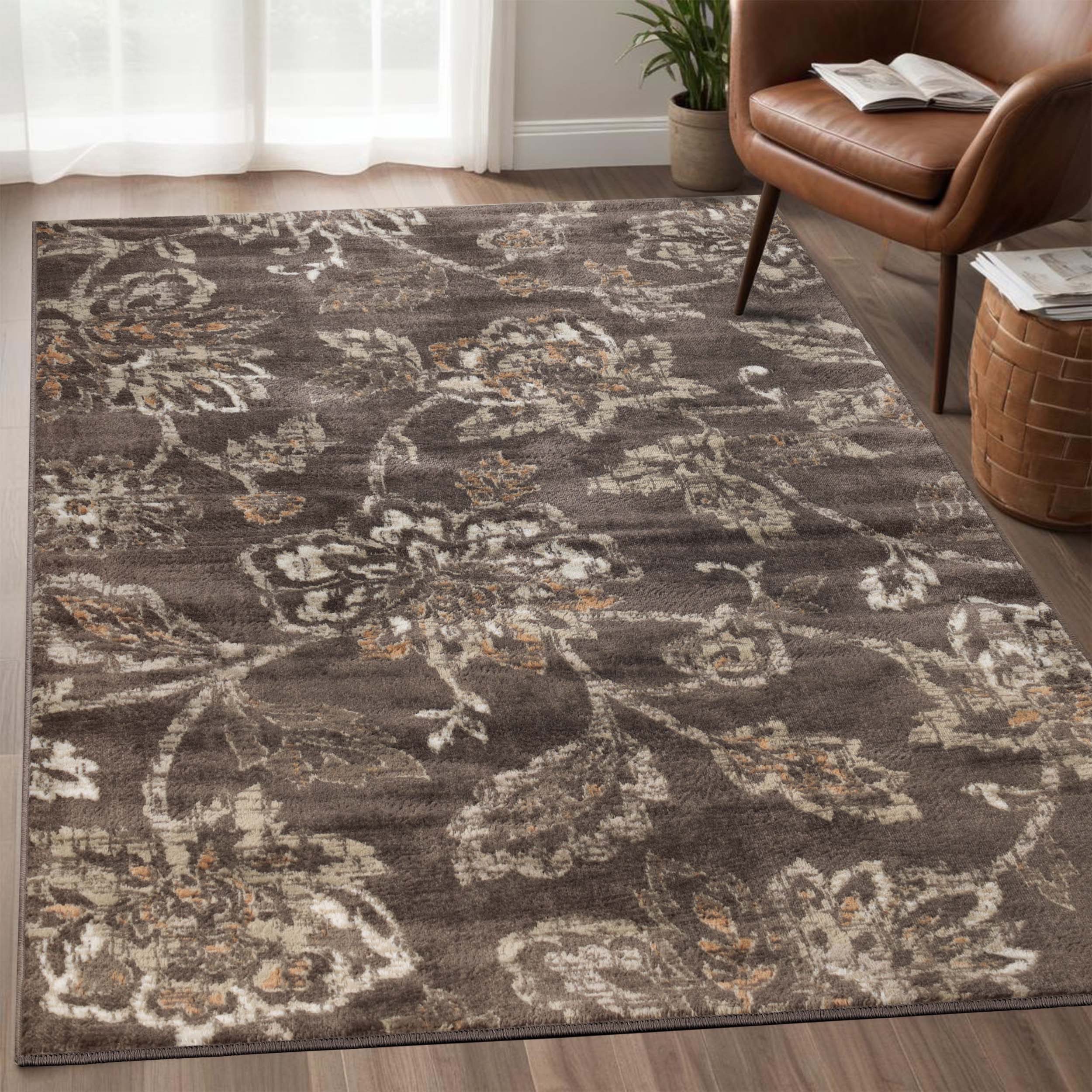 Jacobean Floral Modern Farmhouse Indoor Area Rugs or Runner Rug - Omnigoodsstore