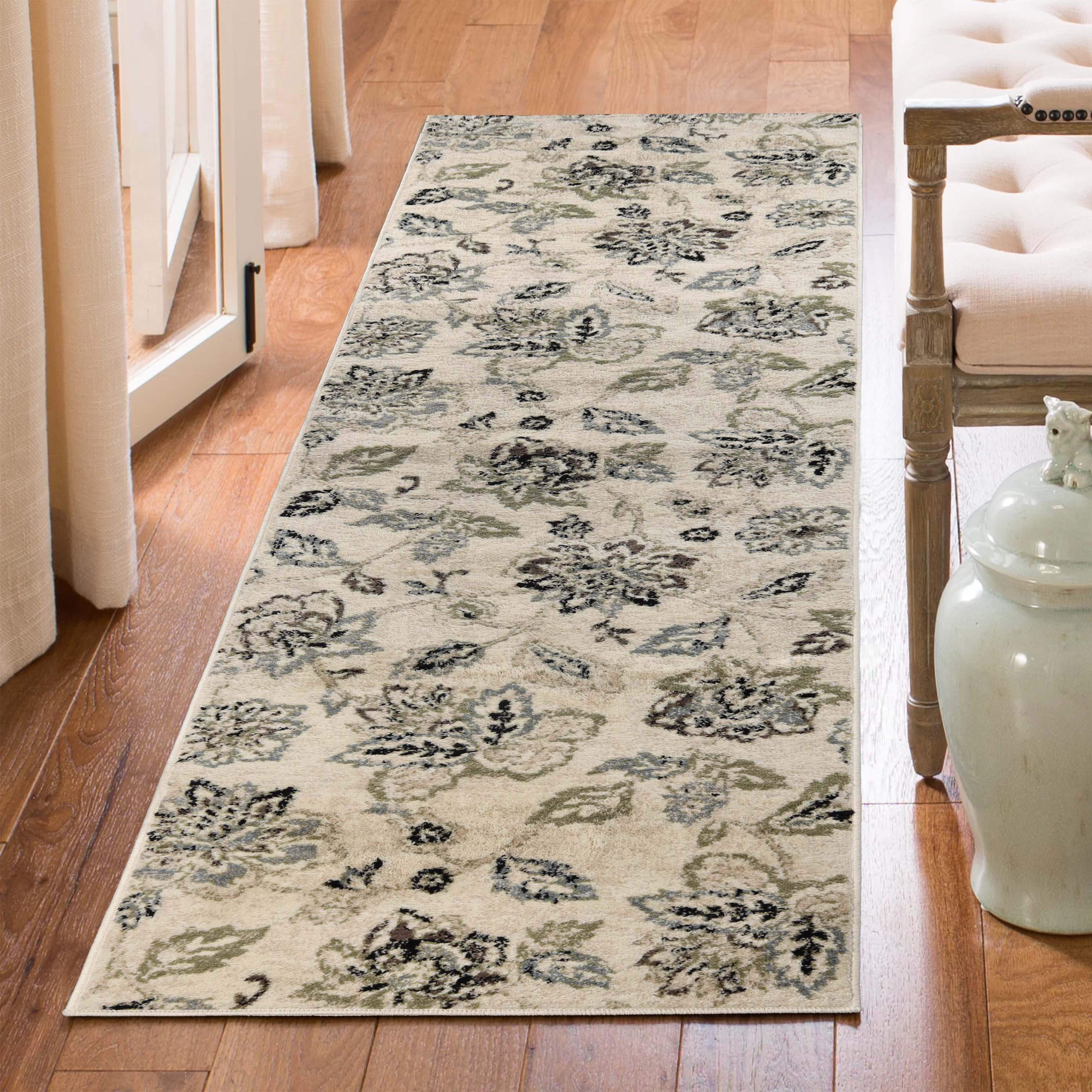 Jacobean Floral Modern Farmhouse Indoor Area Rugs or Runner Rug - Omnigoodsstore