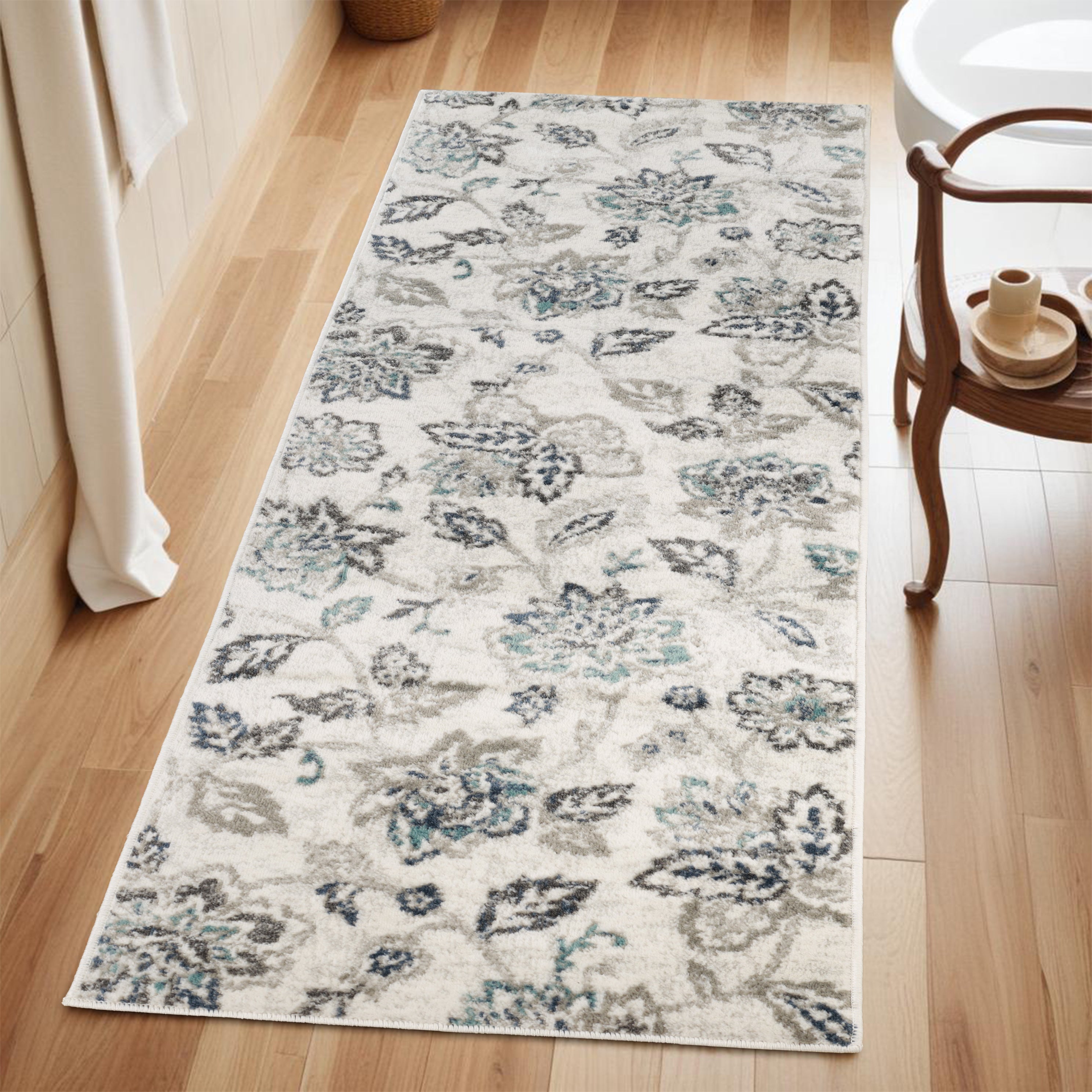 Jacobean Floral Modern Farmhouse Indoor Area Rugs or Runner Rug - Omnigoodsstore