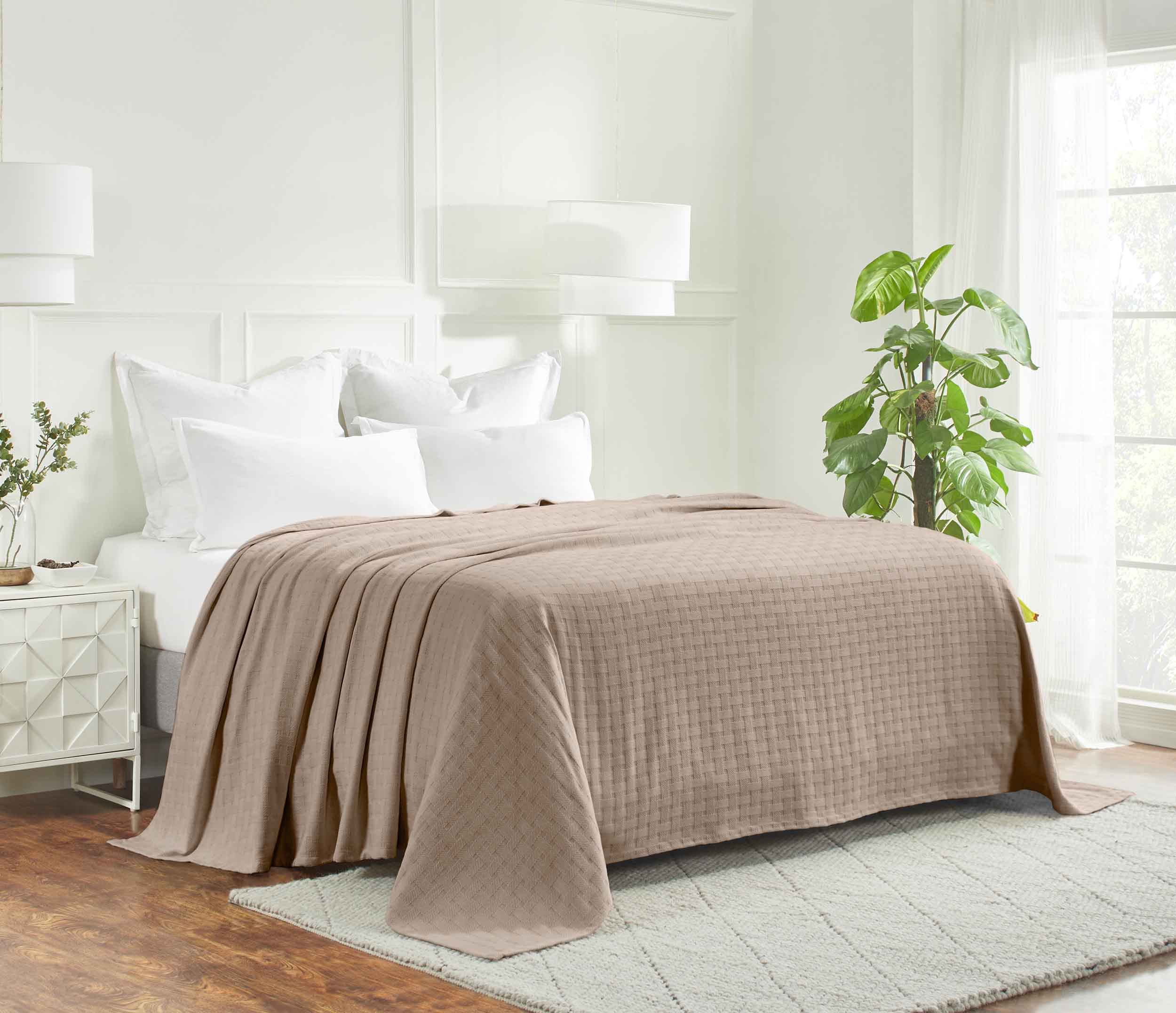 Basketweave All Season Cotton Bed Blanket & Sofa Throw - Omnigoodsstore