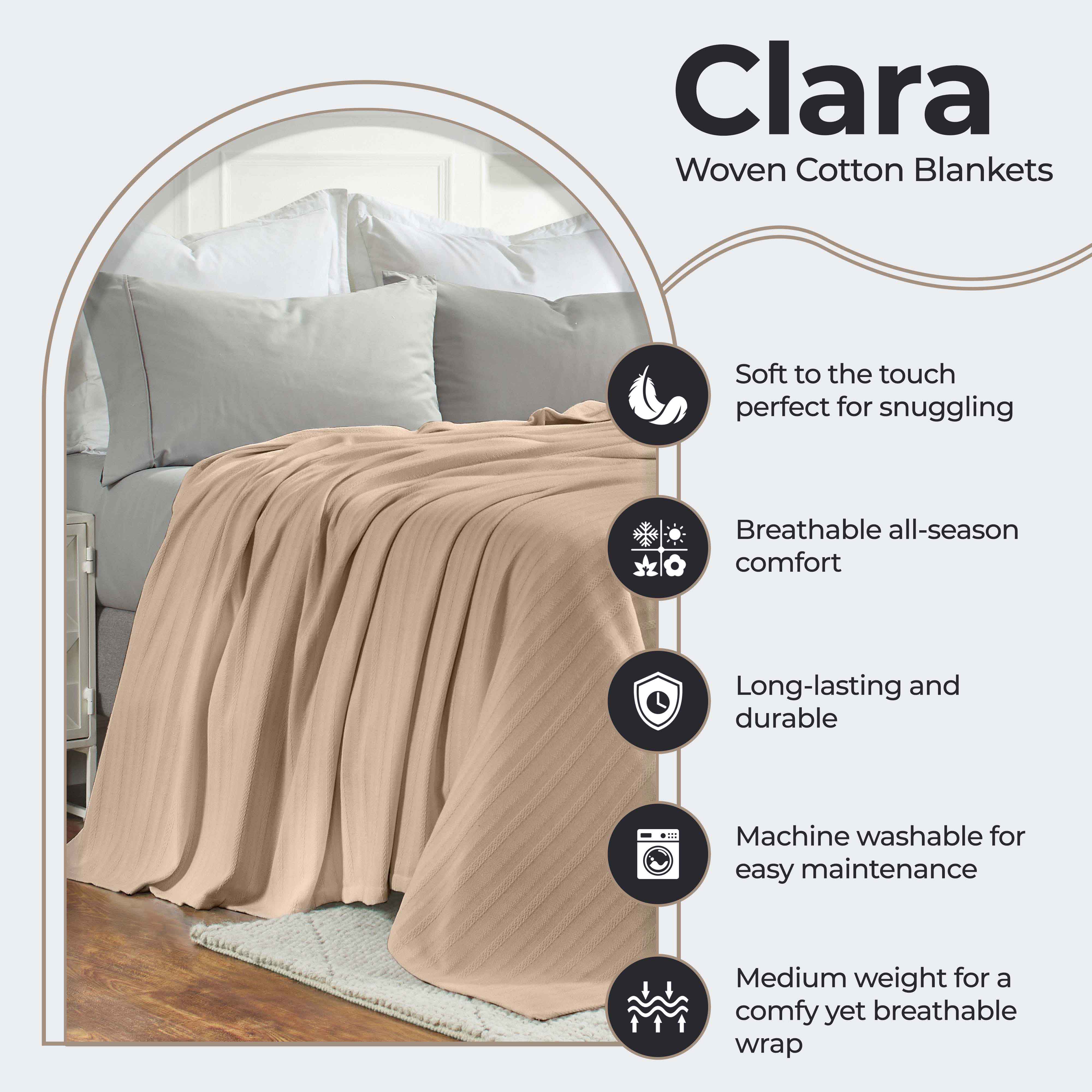 Clara Cotton Textured Striped Lightweight Woven Blanket - Omnigoodsstore