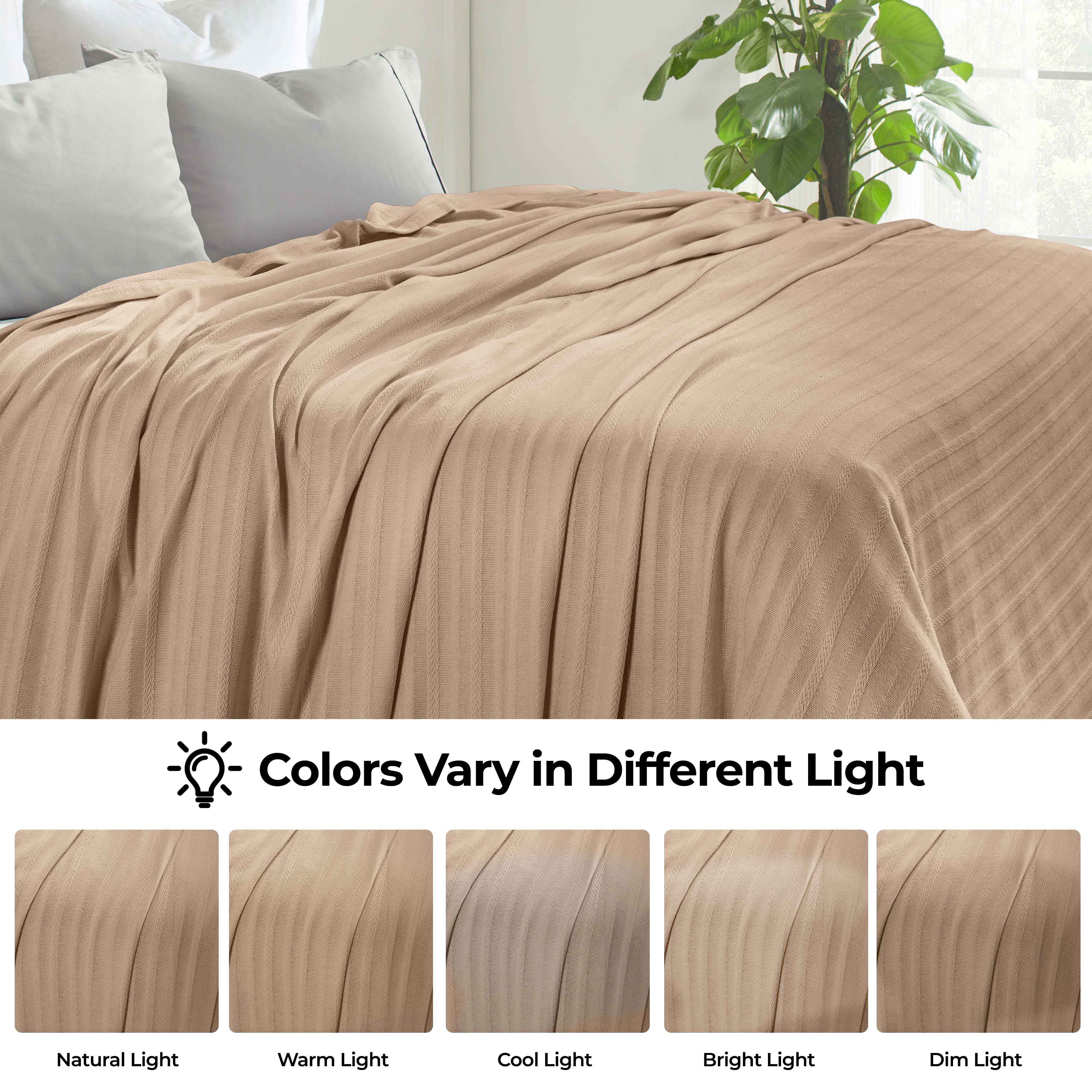 Clara Cotton Textured Striped Lightweight Woven Blanket - Omnigoodsstore