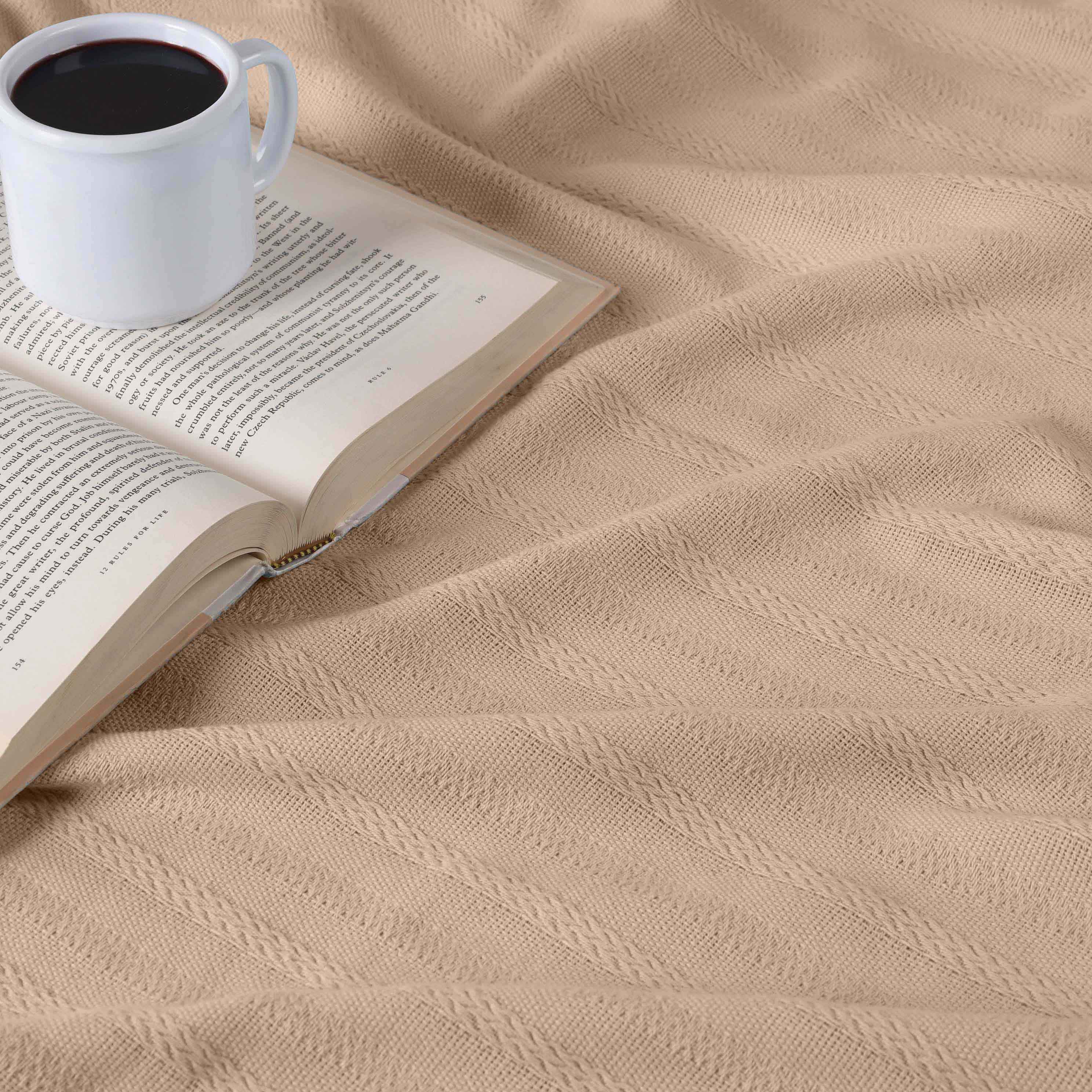 Clara Cotton Textured Striped Lightweight Woven Blanket - Omnigoodsstore