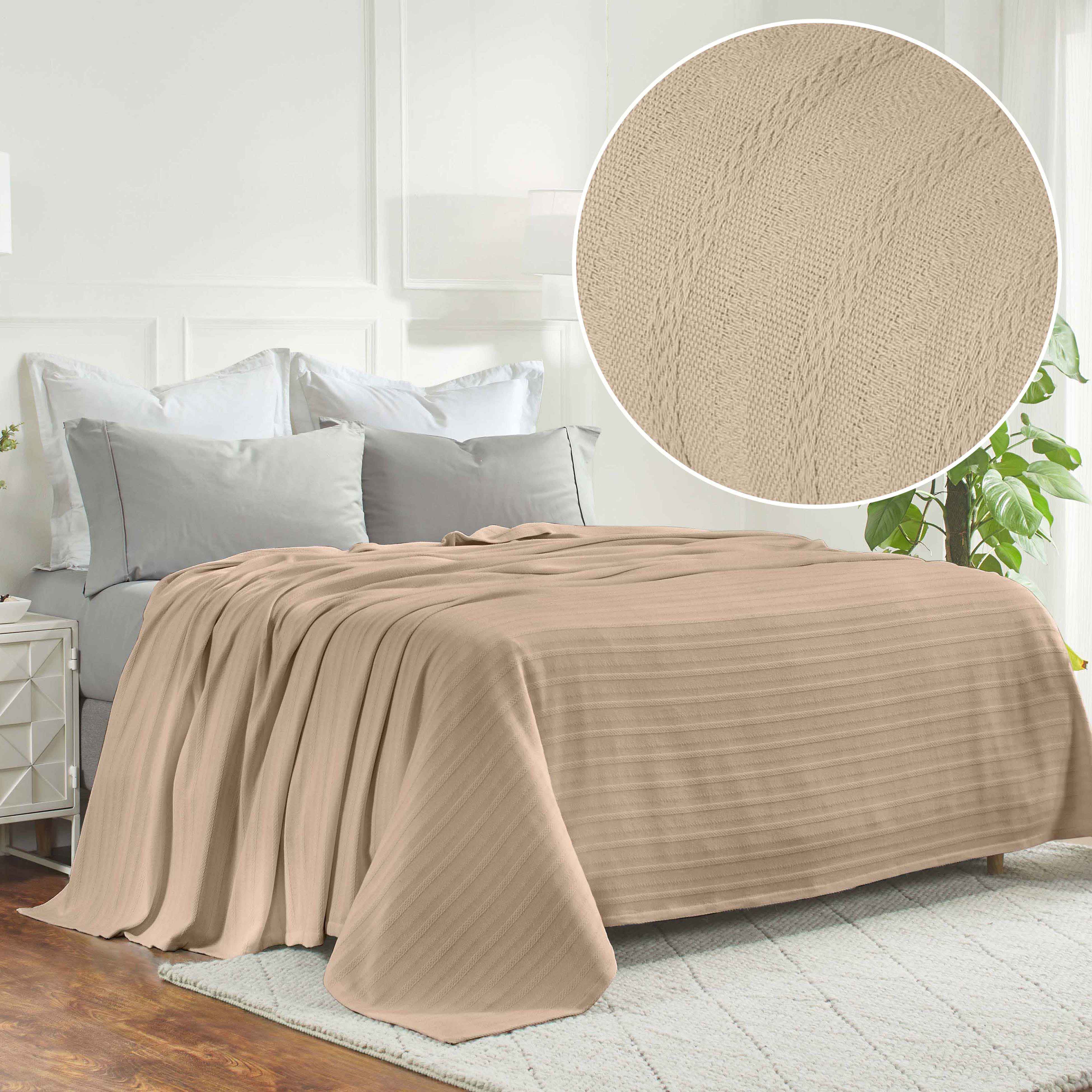 Clara Cotton Textured Striped Lightweight Woven Blanket - Omnigoodsstore