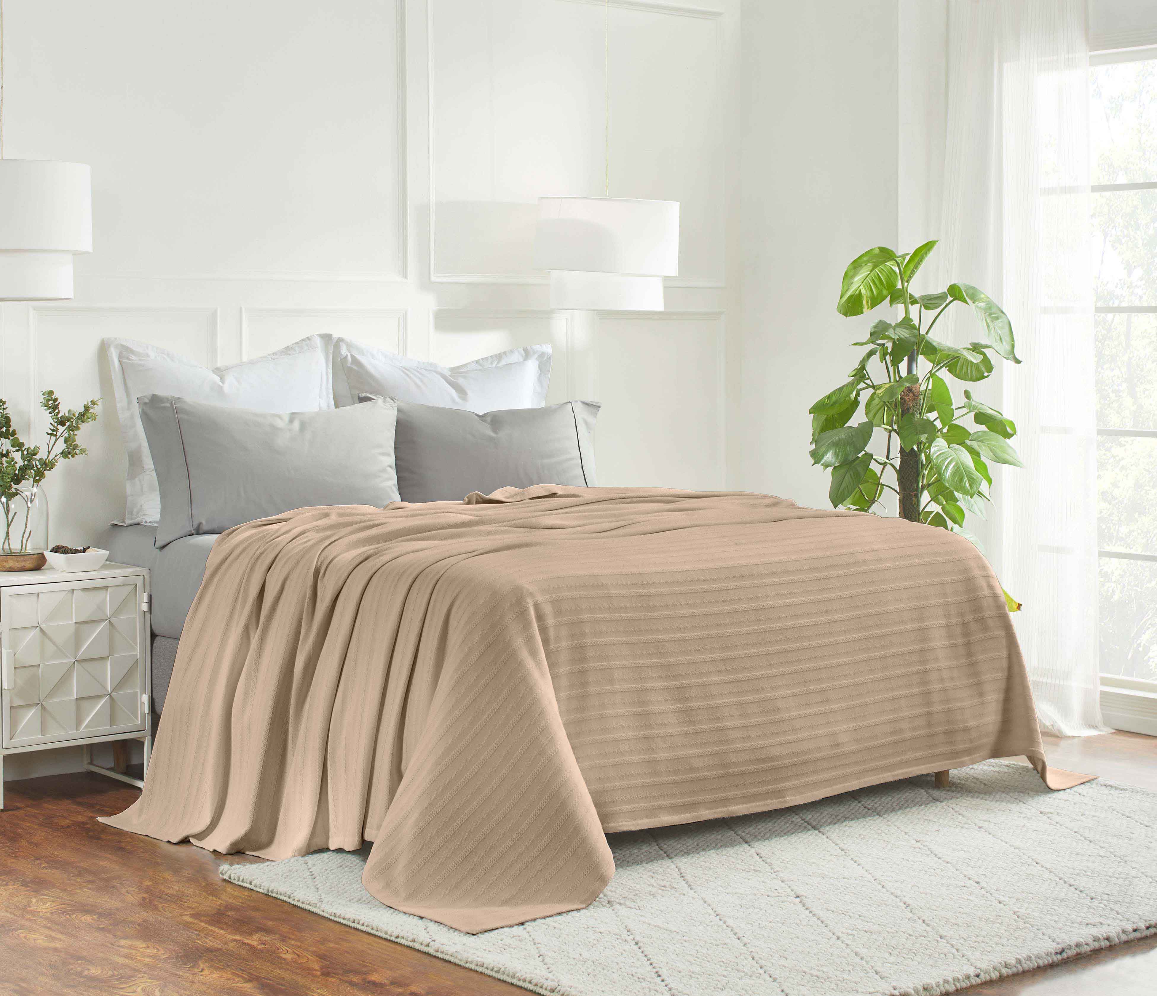 Clara Cotton Textured Striped Lightweight Woven Blanket - Omnigoodsstore