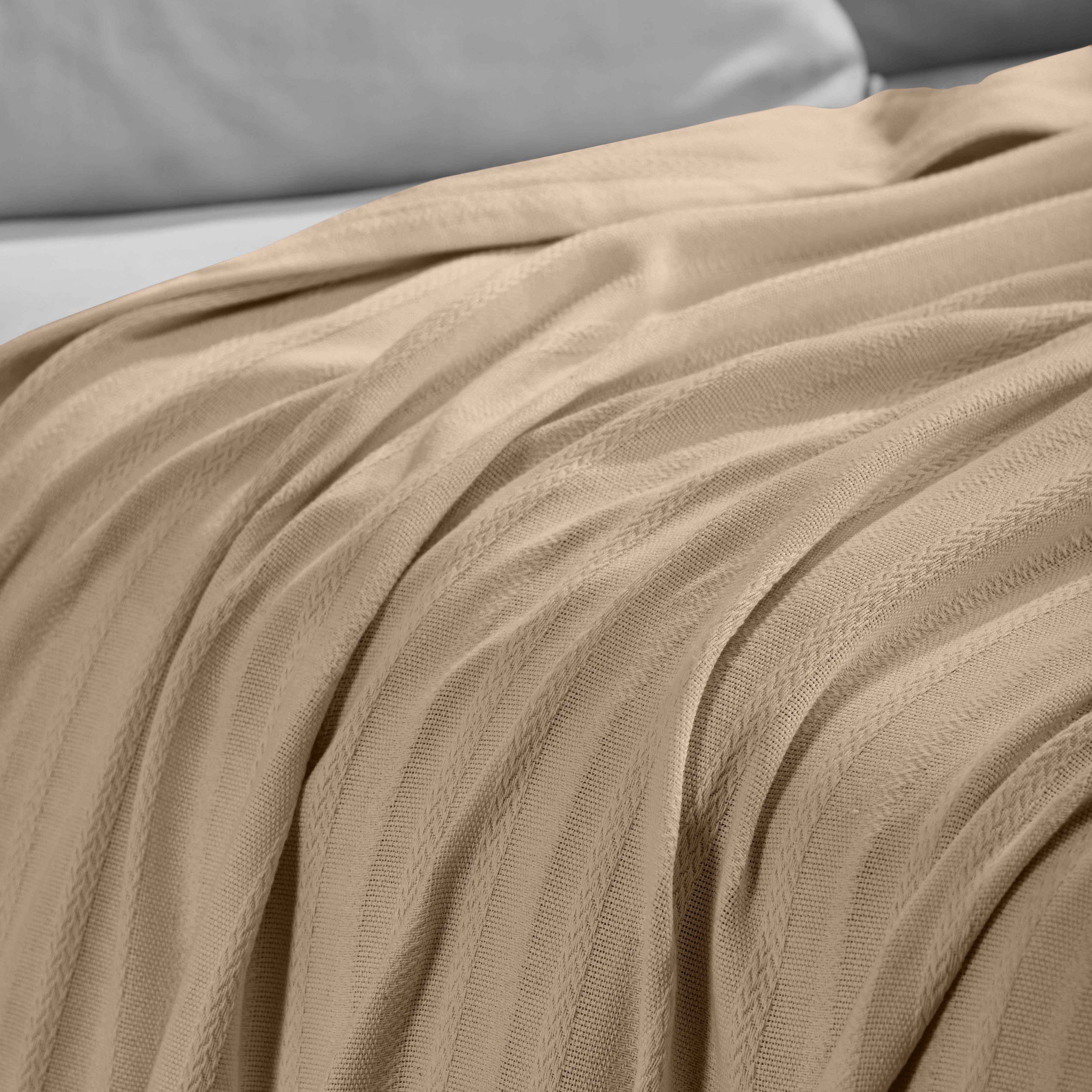 Clara Cotton Textured Striped Lightweight Woven Blanket - Omnigoodsstore