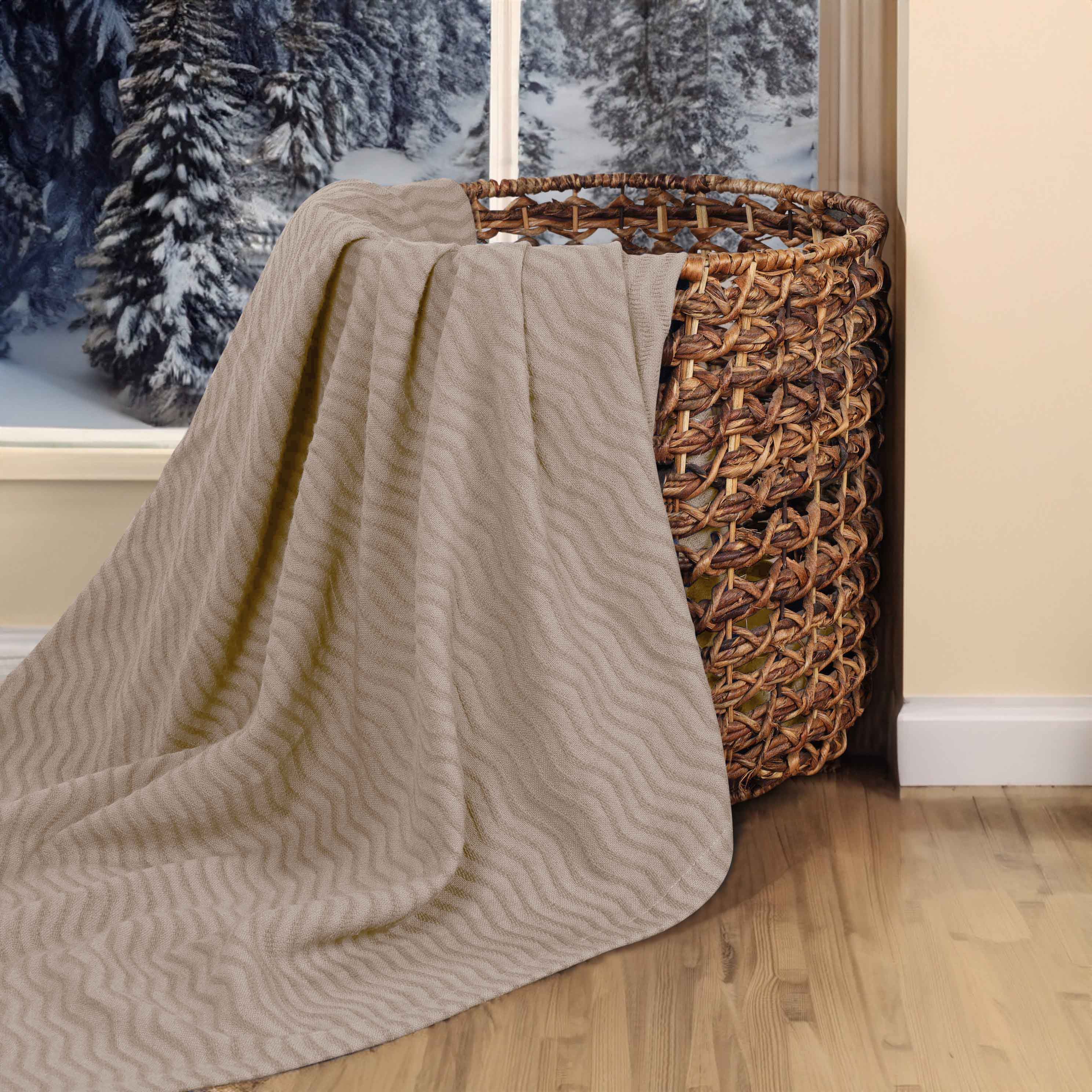 Jena Cotton Textured Chevron Lightweight Woven Blanket - Omnigoodsstore