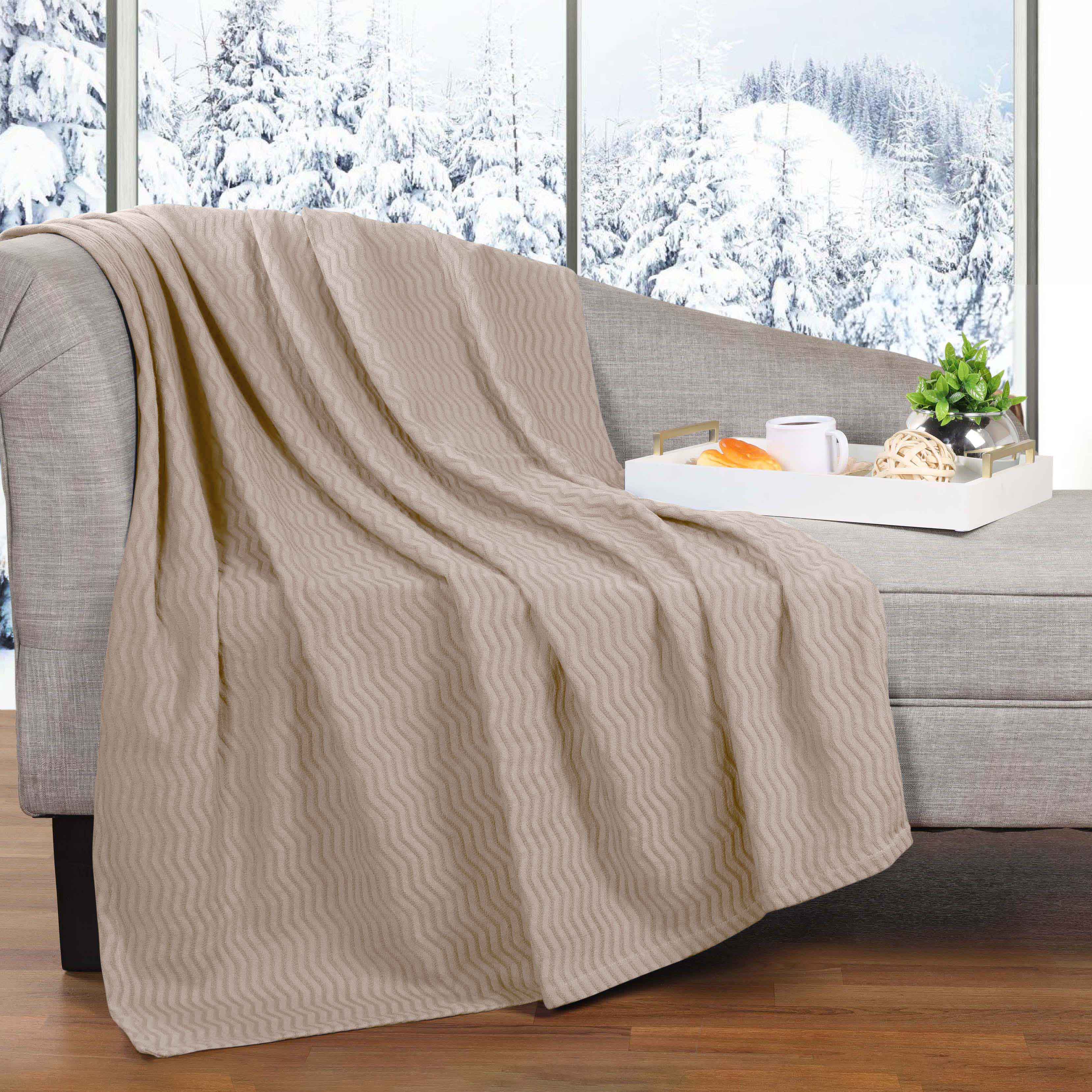 Jena Cotton Textured Chevron Lightweight Woven Blanket - Omnigoodsstore