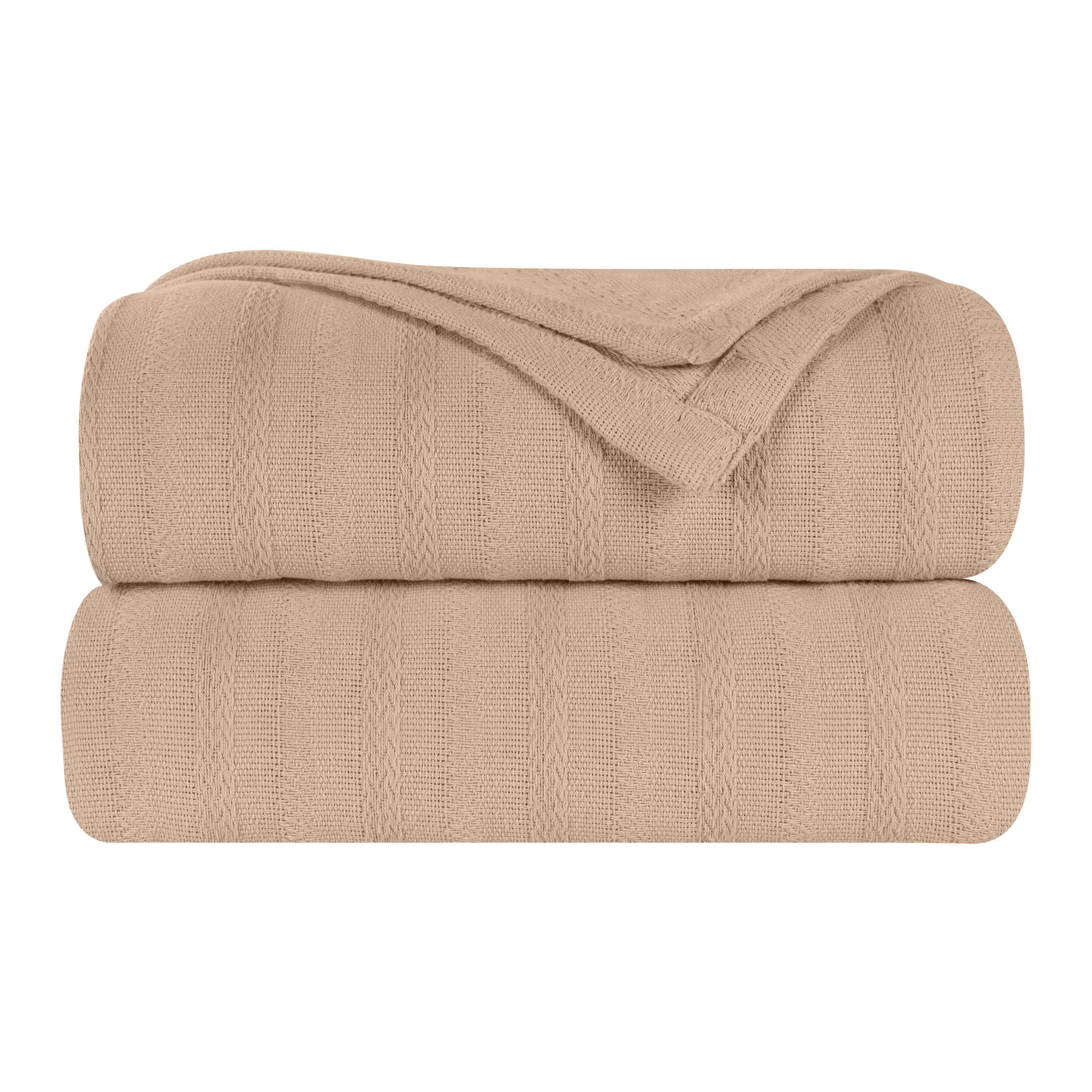 Clara Cotton Textured Striped Lightweight Woven Blanket - Omnigoodsstore