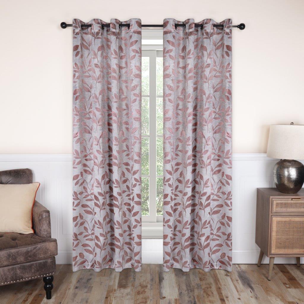 Leaves Machine Washable Room Darkening Blackout Curtains, Set of 2 - Omnigoodsstore