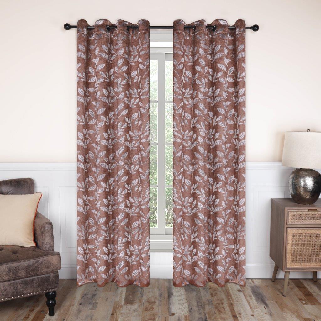 Leaves Machine Washable Room Darkening Blackout Curtains, Set of 2 - Omnigoodsstore