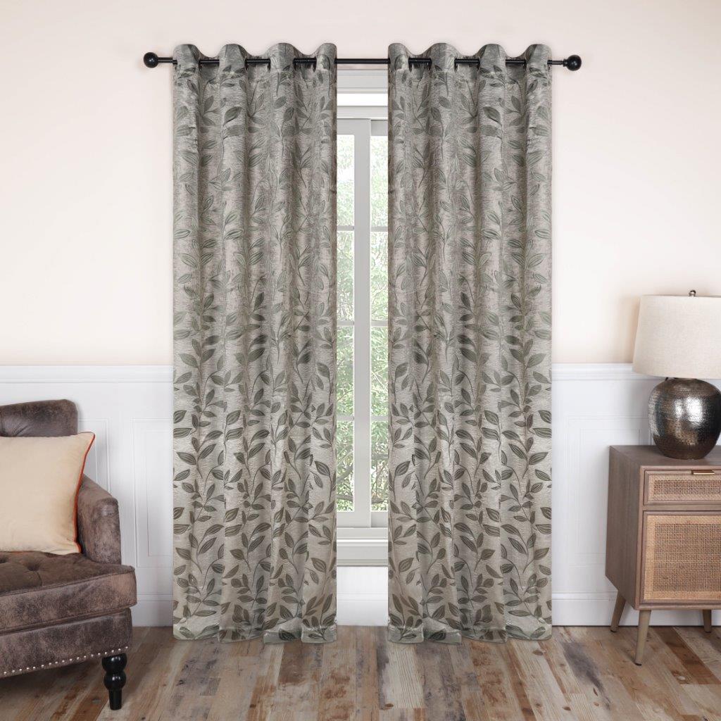 Leaves Machine Washable Room Darkening Blackout Curtains, Set of 2 - Omnigoodsstore