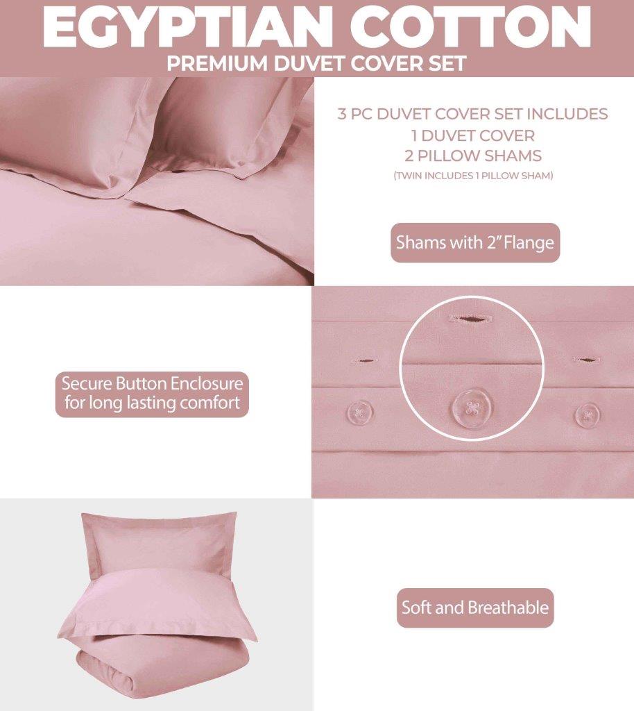 Egyptian Cotton 300 Thread Count Solid Duvet Cover Set - Omnigoodsstore