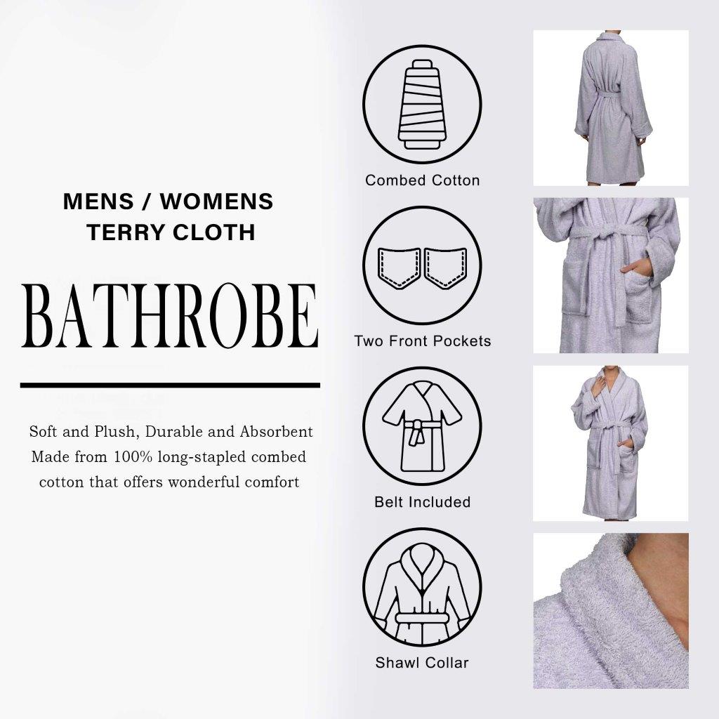 Cotton Ultra Soft Terry Adult Unisex Lightweight Luxury Bathrobe - Omnigoodsstore