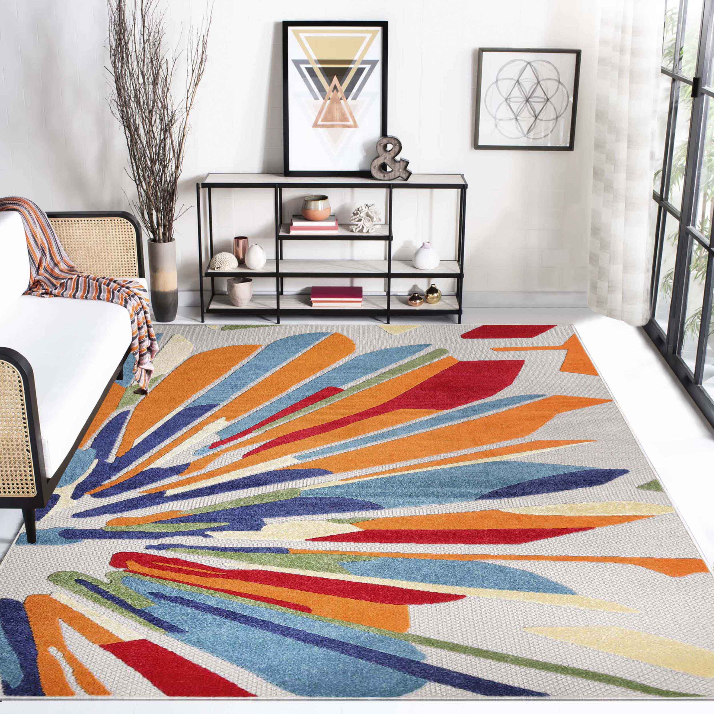 Leander Modern Geometric Abstract Indoor/Outdoor Area Rug or Runner - Omnigoodsstore
