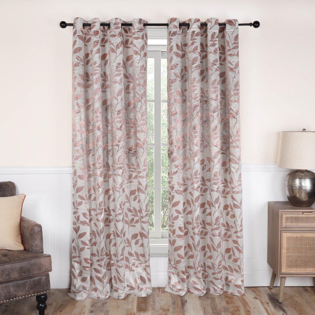 Leaves Machine Washable Room Darkening Blackout Curtains, Set of 2 - Omnigoodsstore