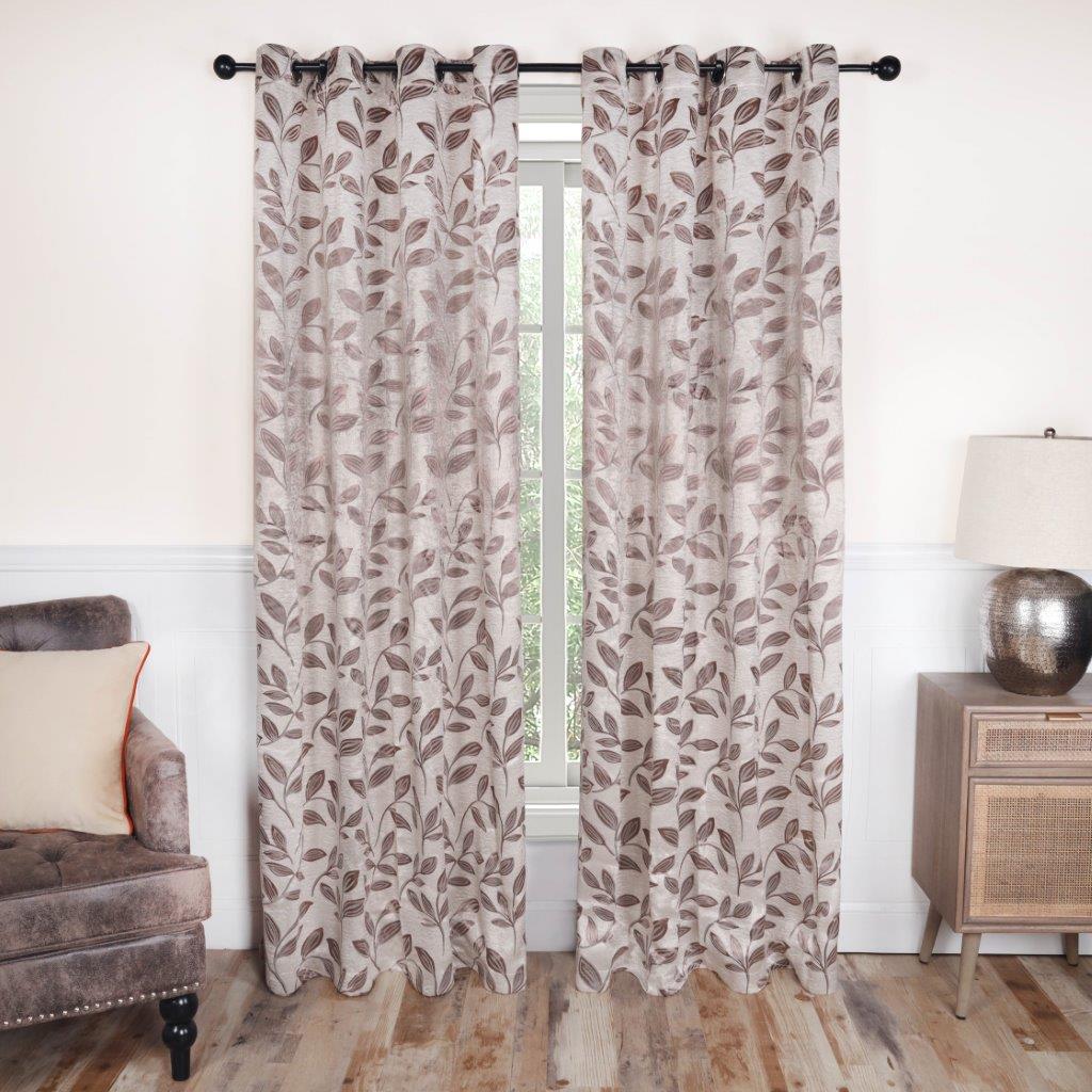 Leaves Machine Washable Room Darkening Blackout Curtains, Set of 2 - Omnigoodsstore